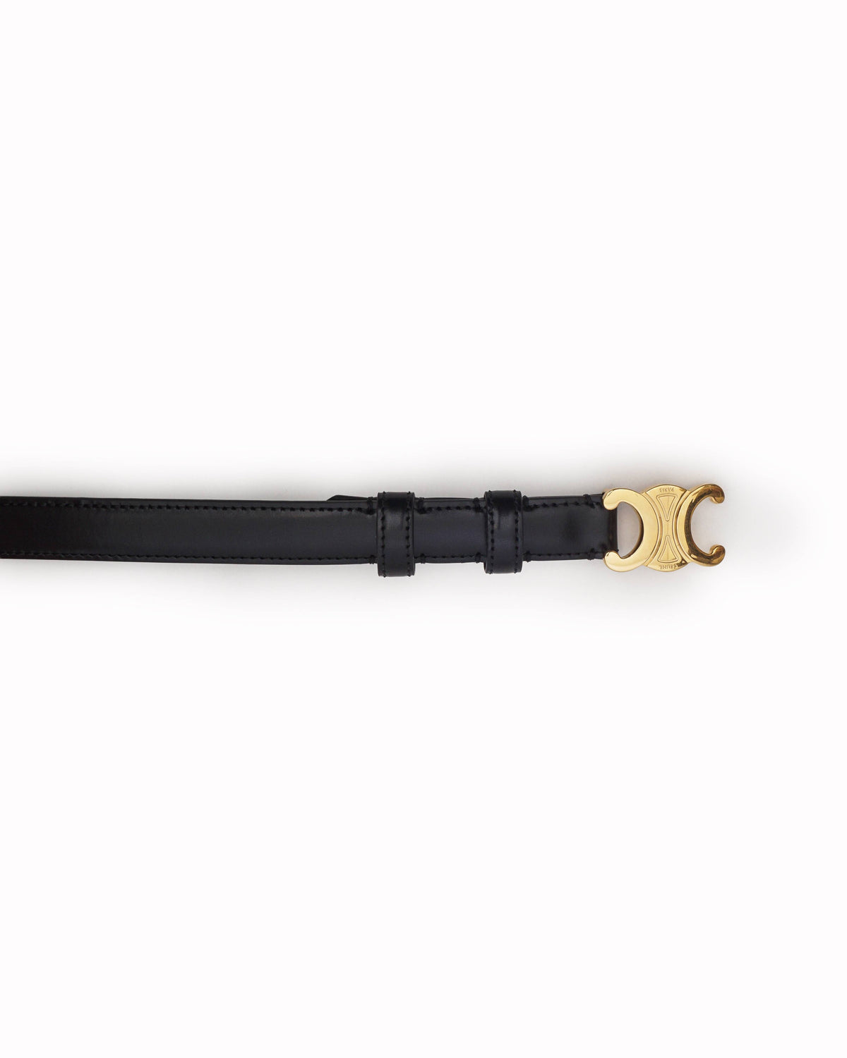 Celine Black Smooth Leather Triomphe Belt