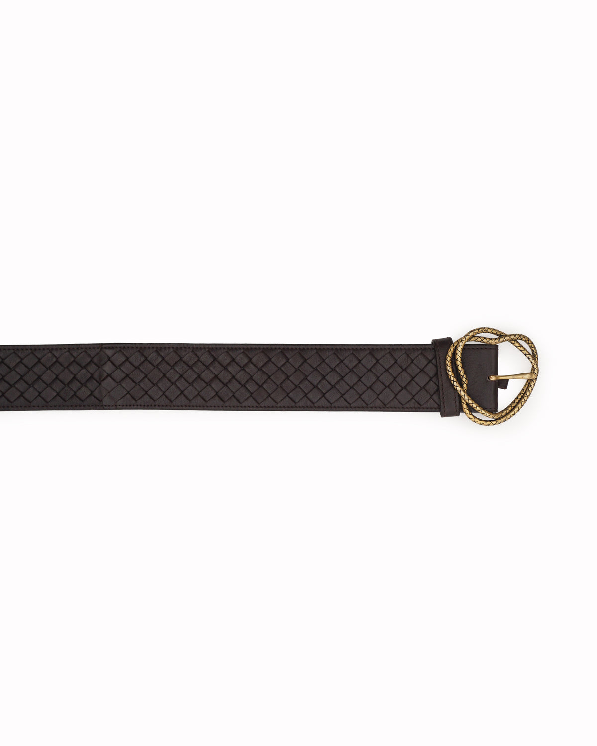 Bottega Veneta Brown Intrecciato Woven Leather Belt