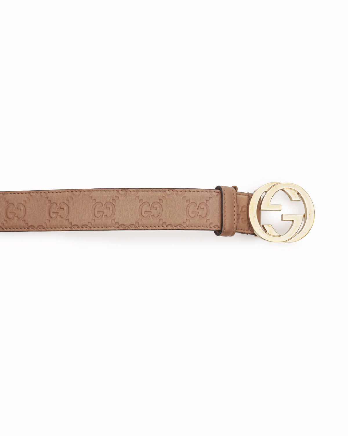 Gucci Guccissima Tan Leather Belt with Interlocking G Gold Buckle