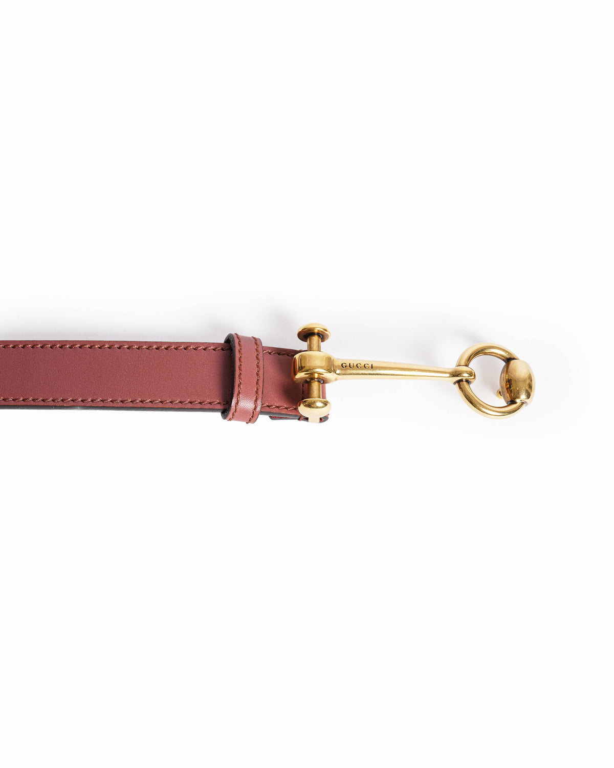 Gucci Tan Leather Horsebit Skinny Belt