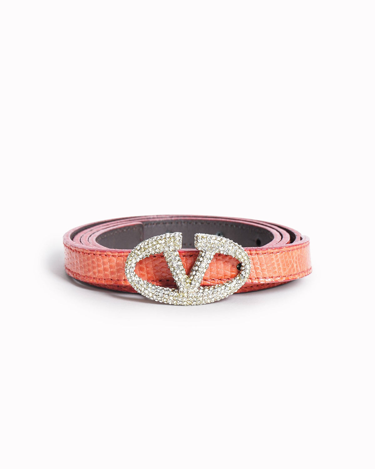 Valentino Garavani VLogo Crystal-Embellished Skinny Belt