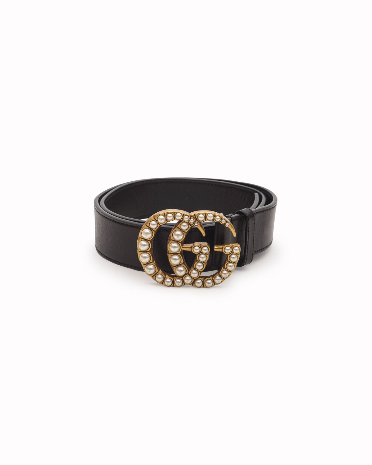 Gucci GG Marmont Pearl Black Leather Belt
