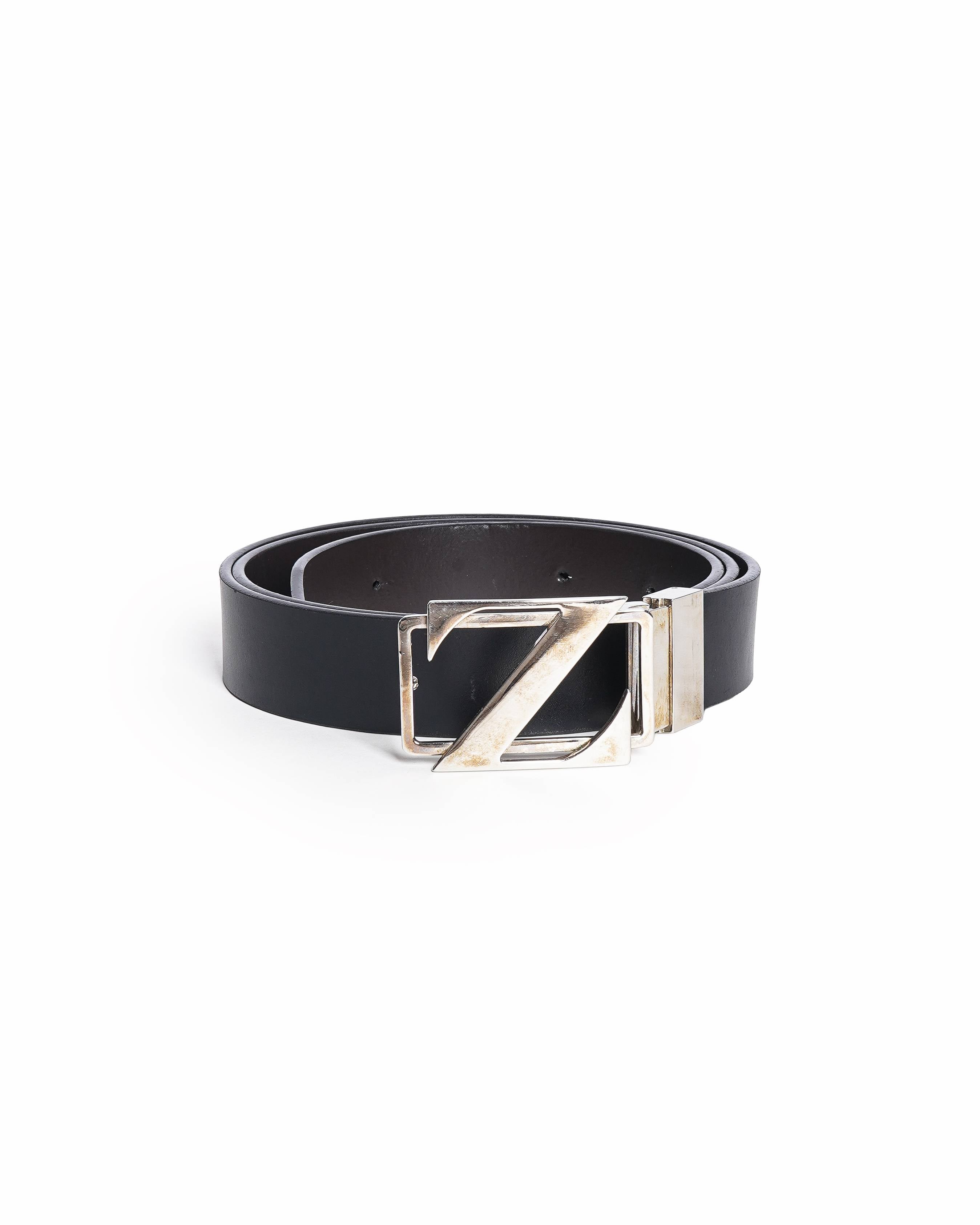 Zegna Reversible Black & Brown Leather Z-Buckle Belt