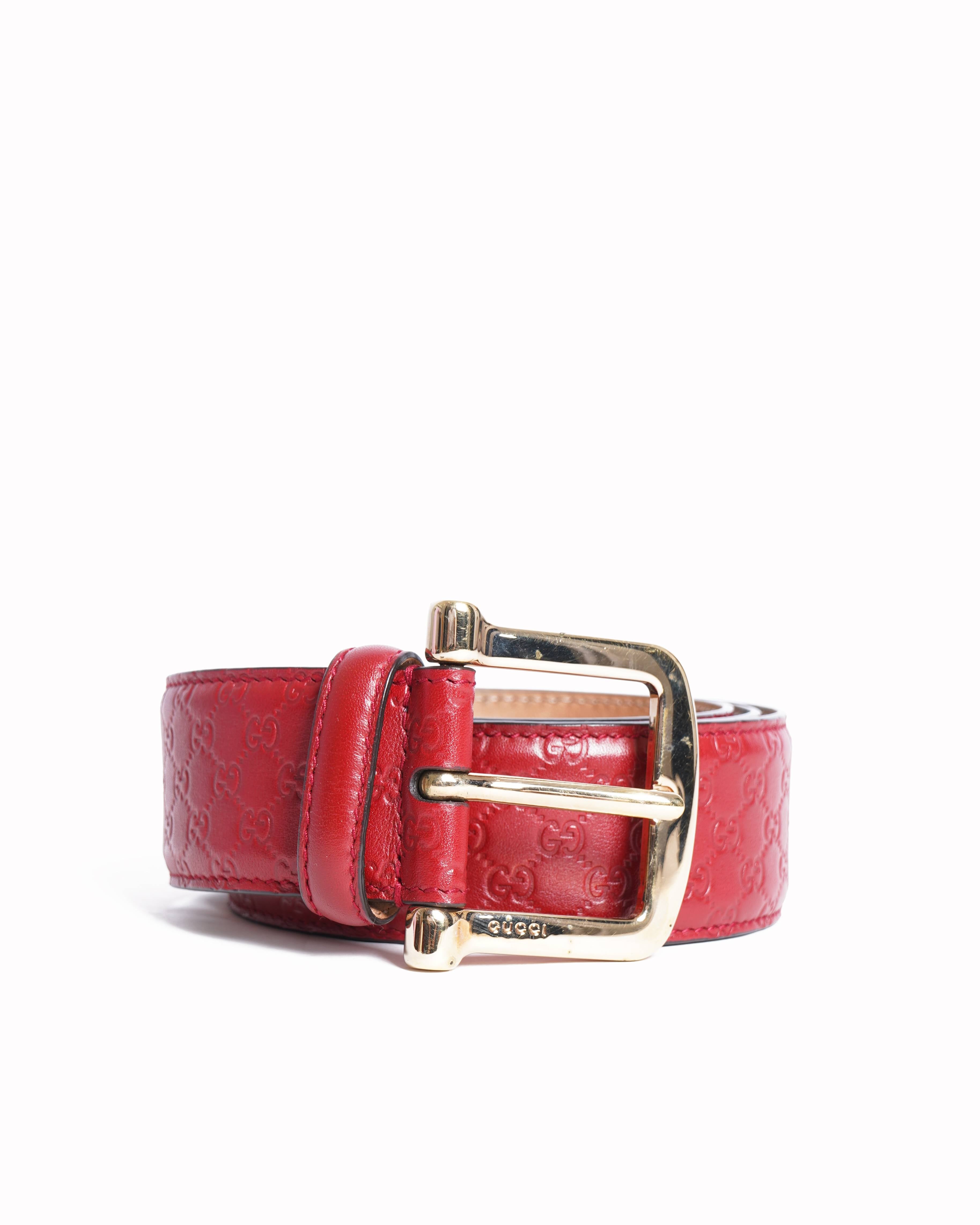 Gucci microguccisima web red leather belt