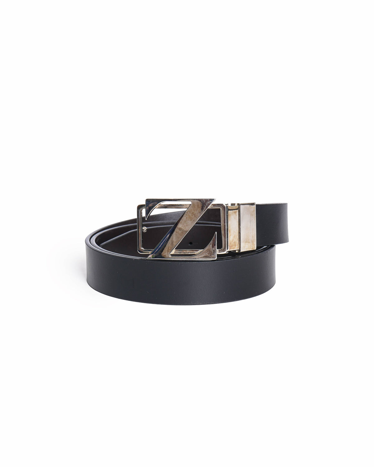 Zegna Reversible Black & Brown Leather Z-Buckle Belt