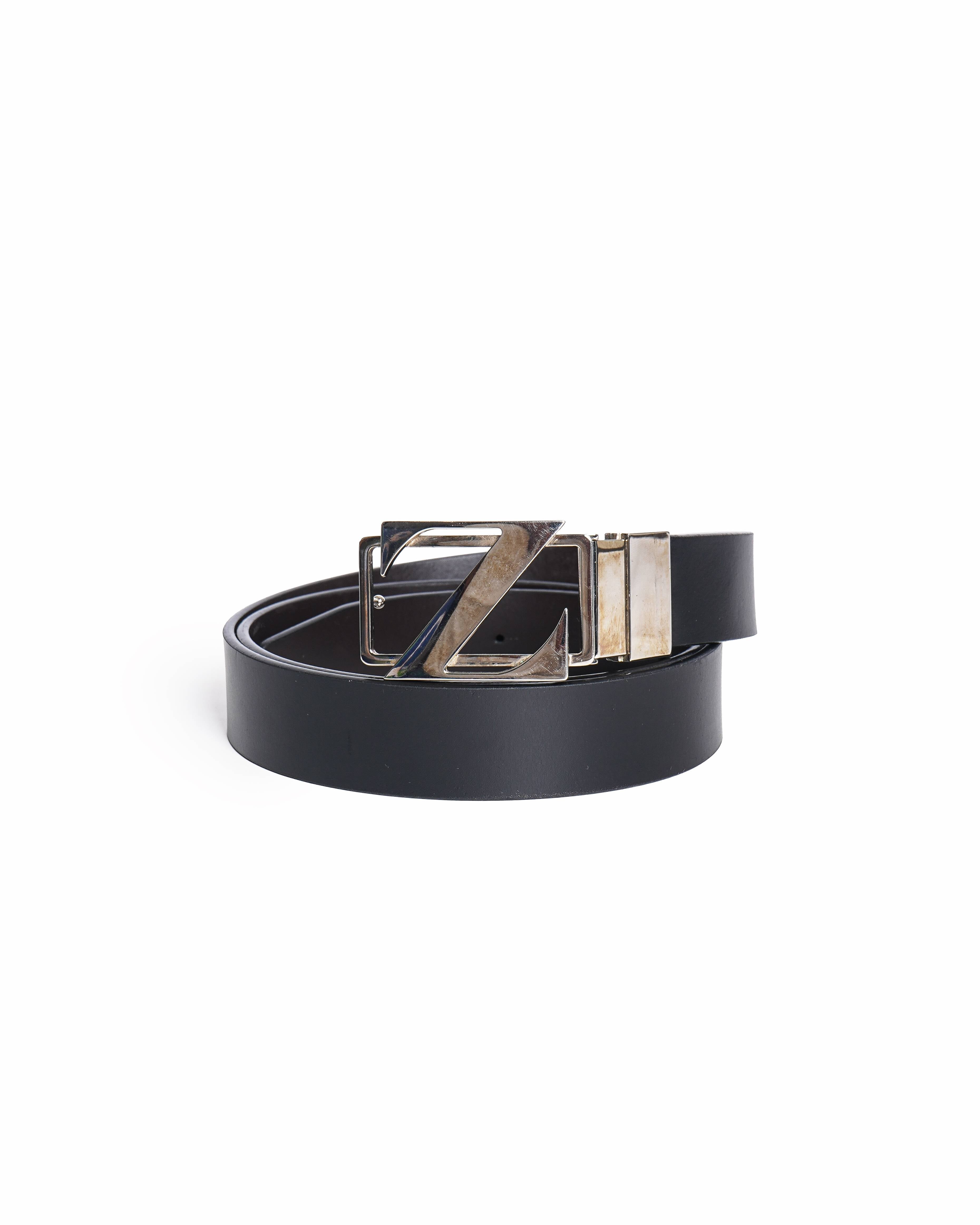 Zegna Reversible Black & Brown Leather Z-Buckle Belt