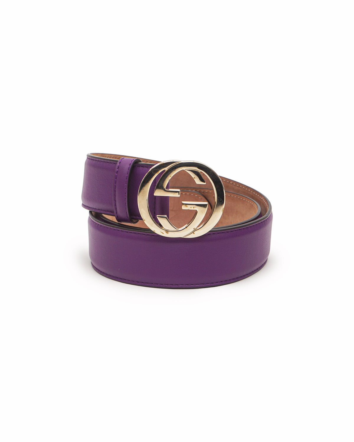 Gucci Purple Leather Interlocking G Belt
