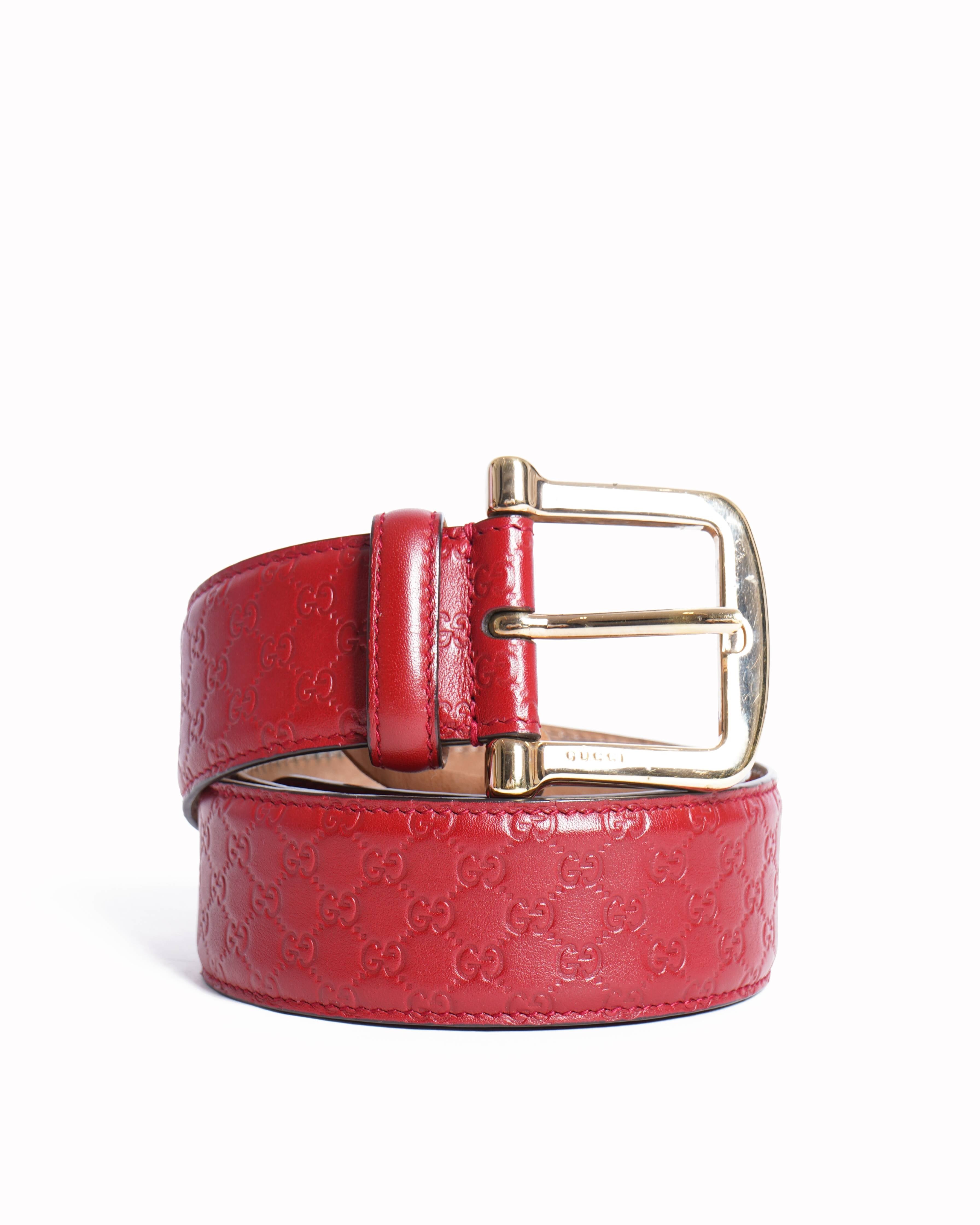 Gucci microguccisima web red leather belt