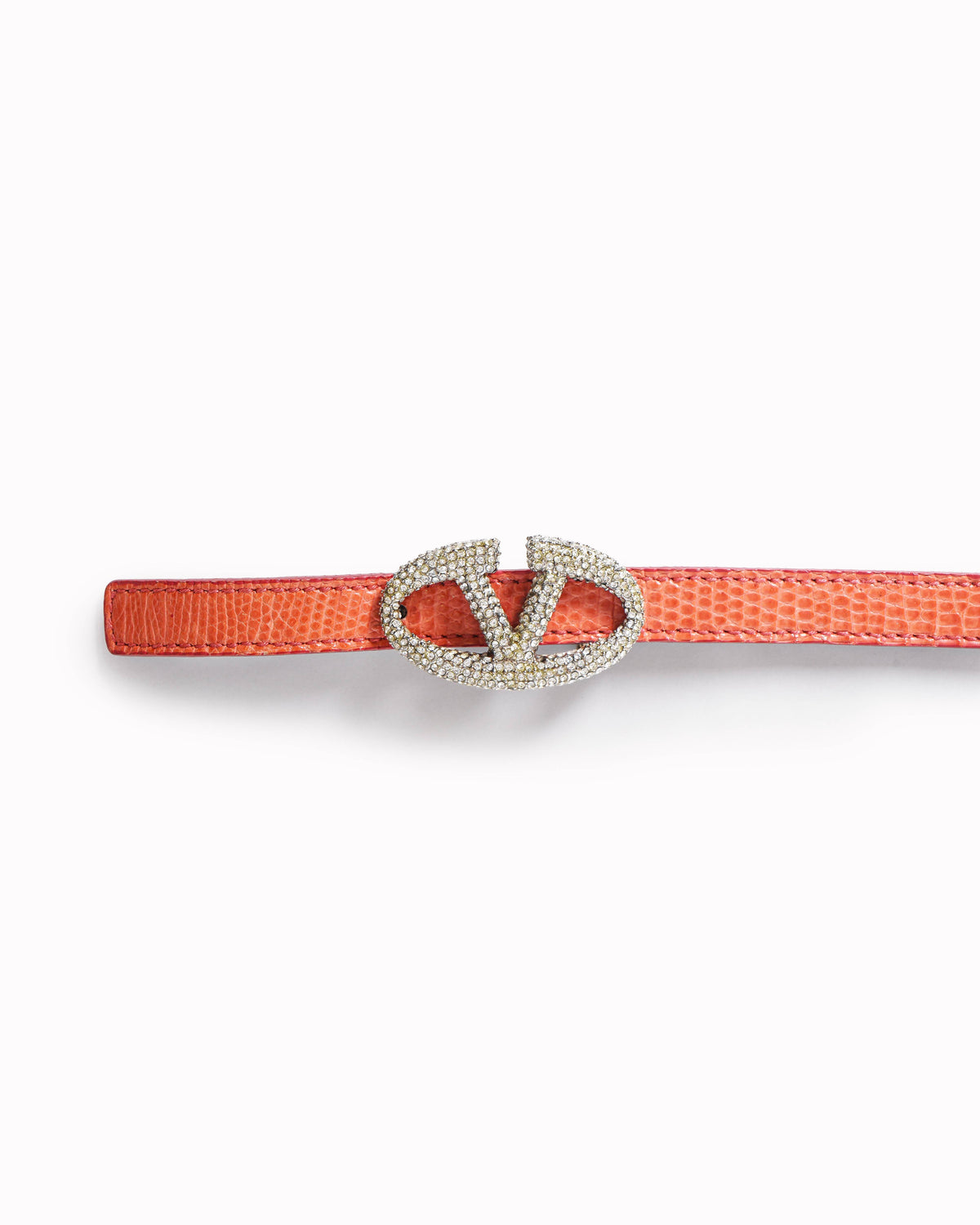 Valentino Garavani VLogo Crystal-Embellished Skinny Belt