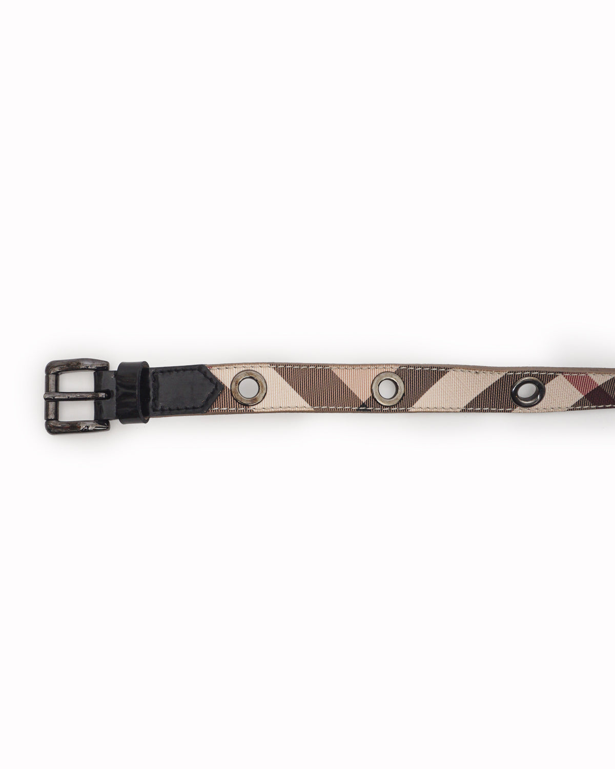 Burberry Beige Leather Grommet Patent Trim Belt