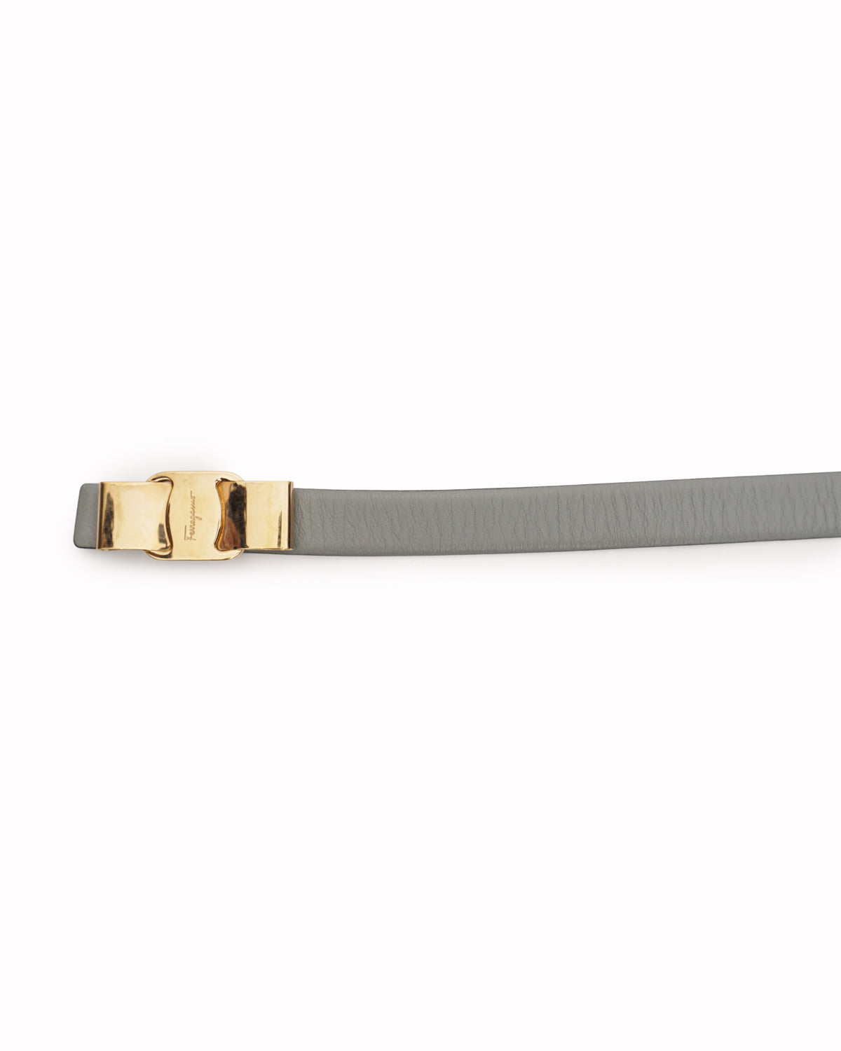 Salvatore Ferragamo Grey Leather Vara Bow Belt