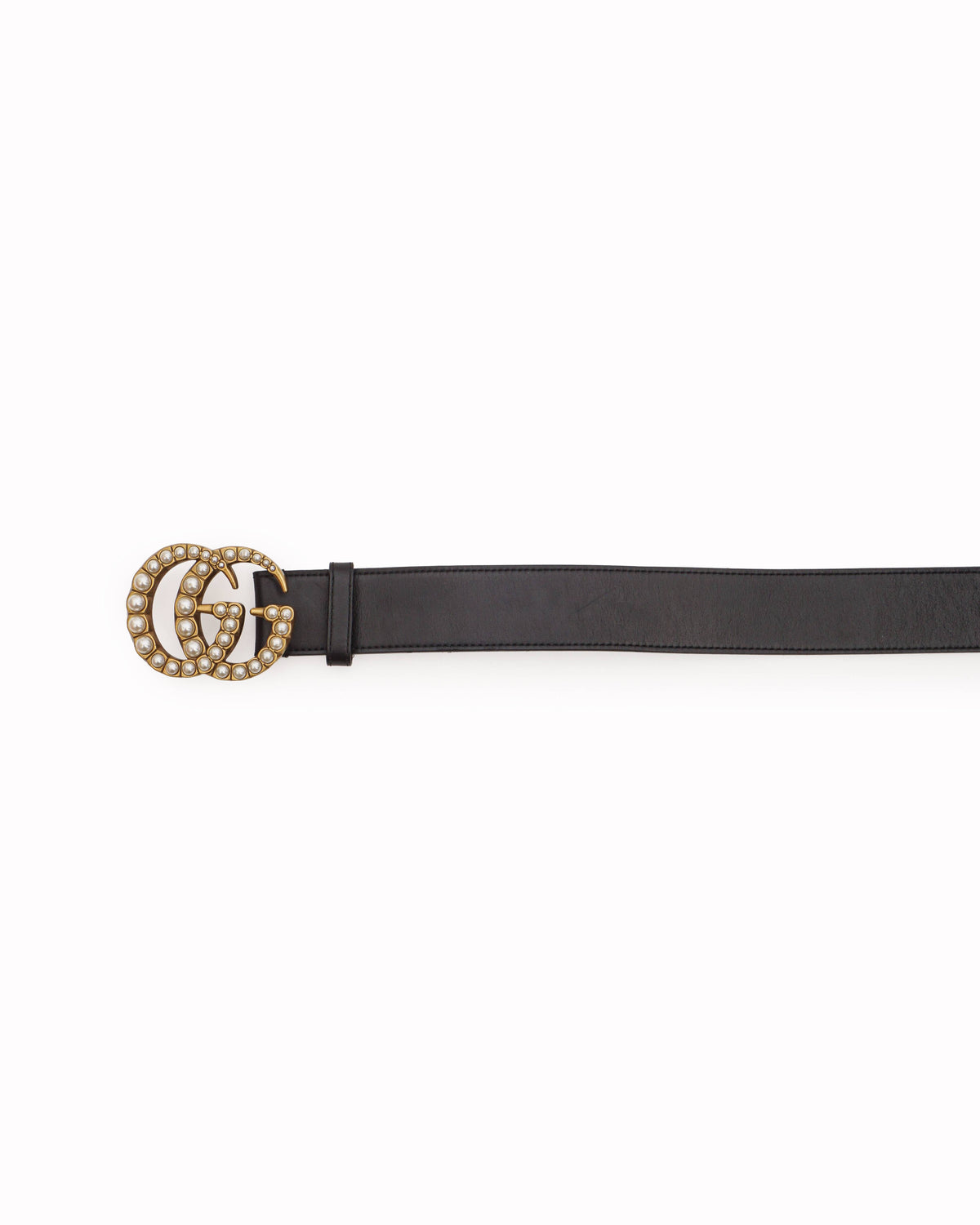 Gucci GG Marmont Pearl Black Leather Belt