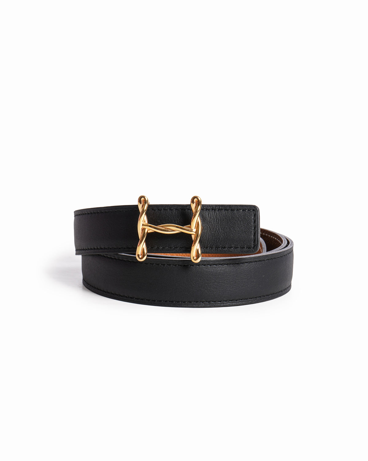 Hermès Women's H Torsade Buckle Reversible Thin Leather Belt