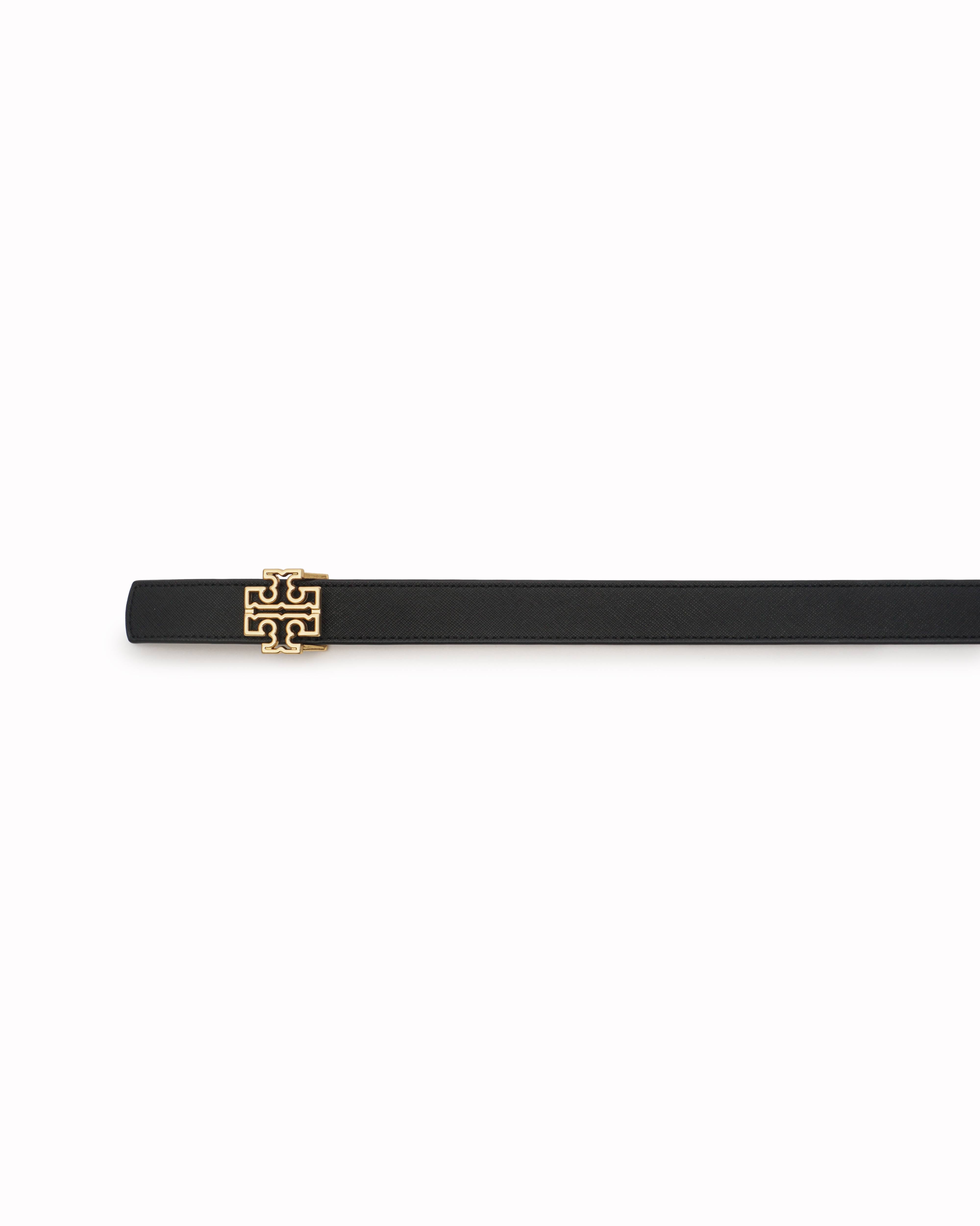 Tory Burch Reversible Slim Black & Tan Leather Belt