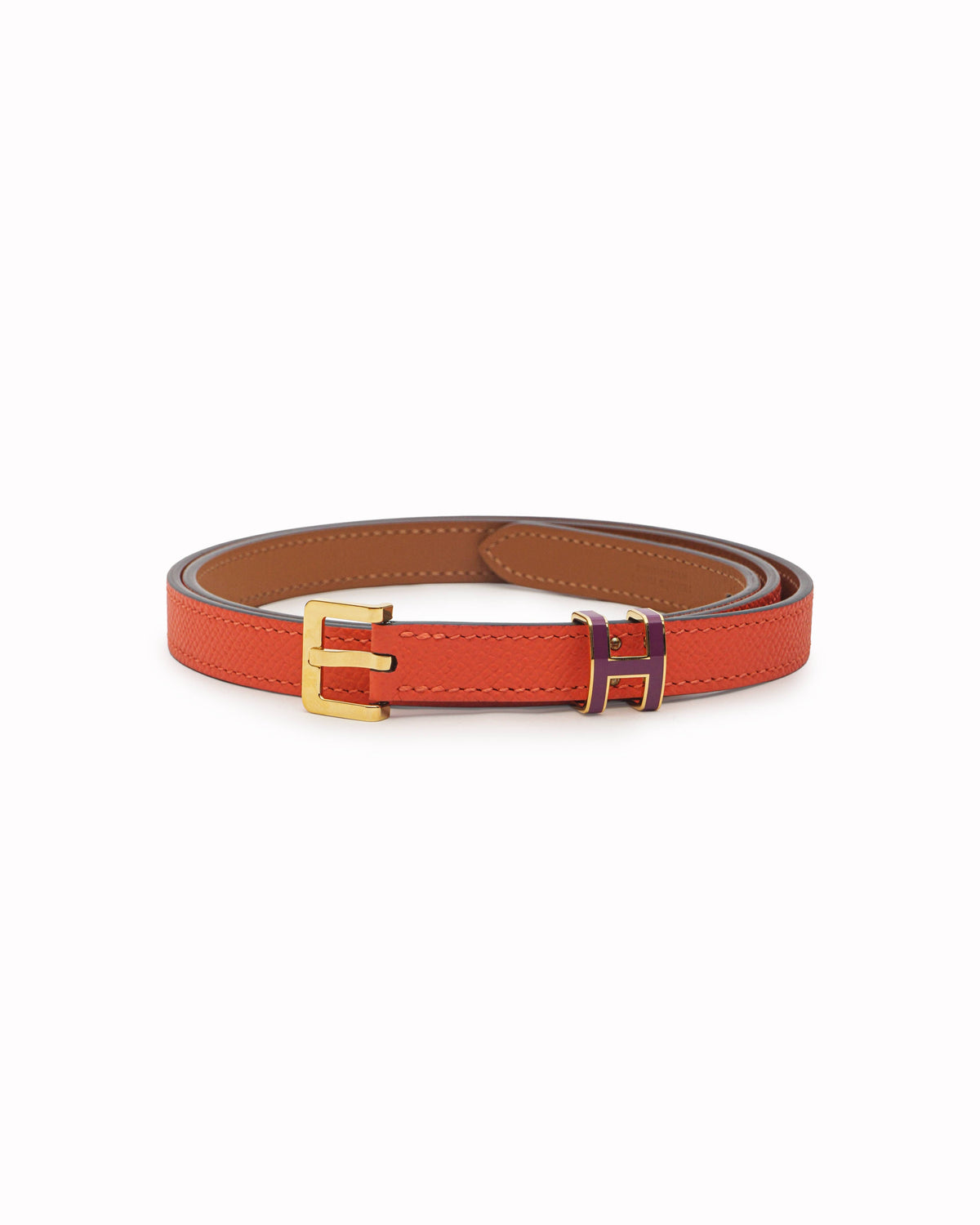 Hermès Pop H 15 Coral Leather & Purple Enamel Belt