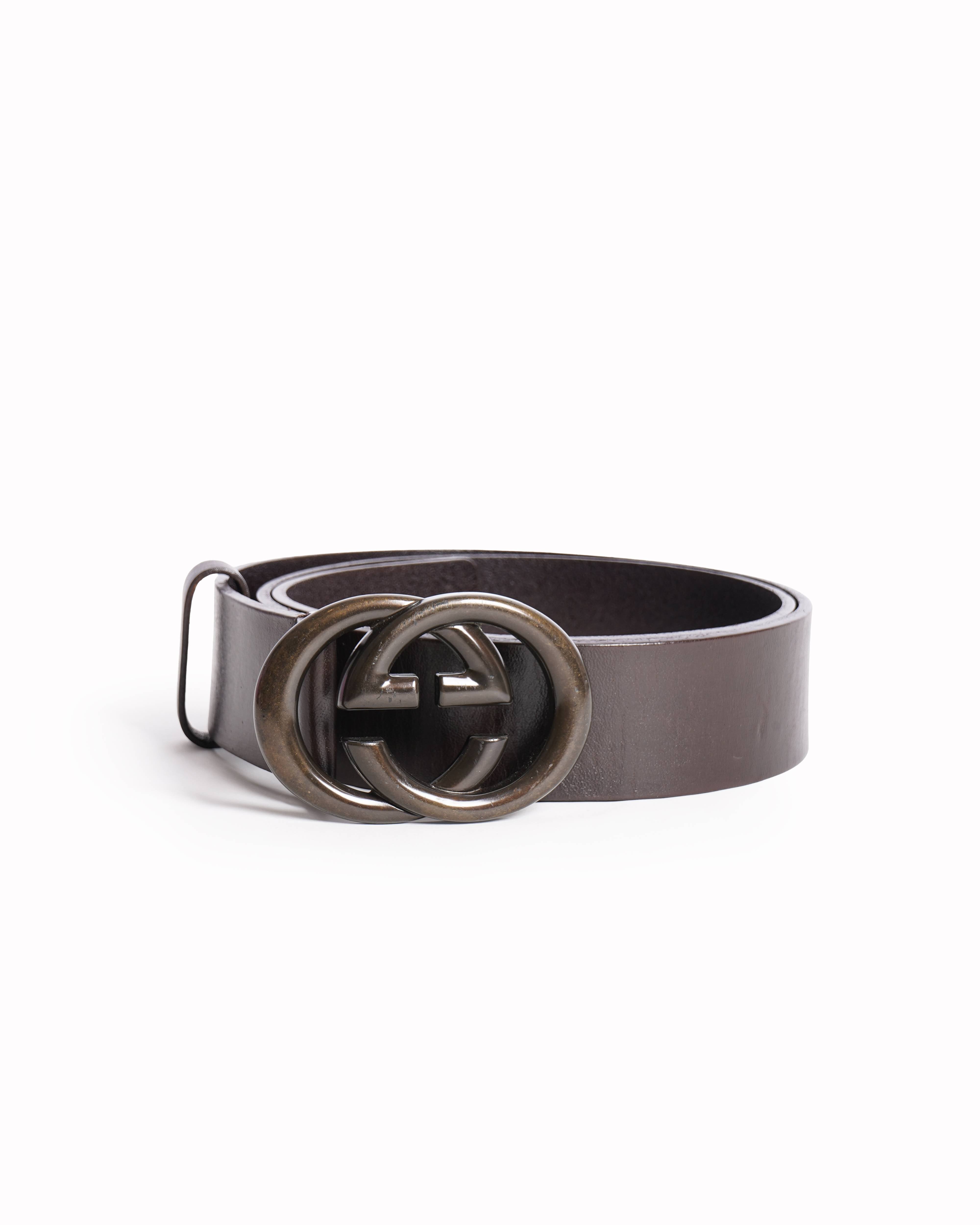 Gucci dark brown leather belt