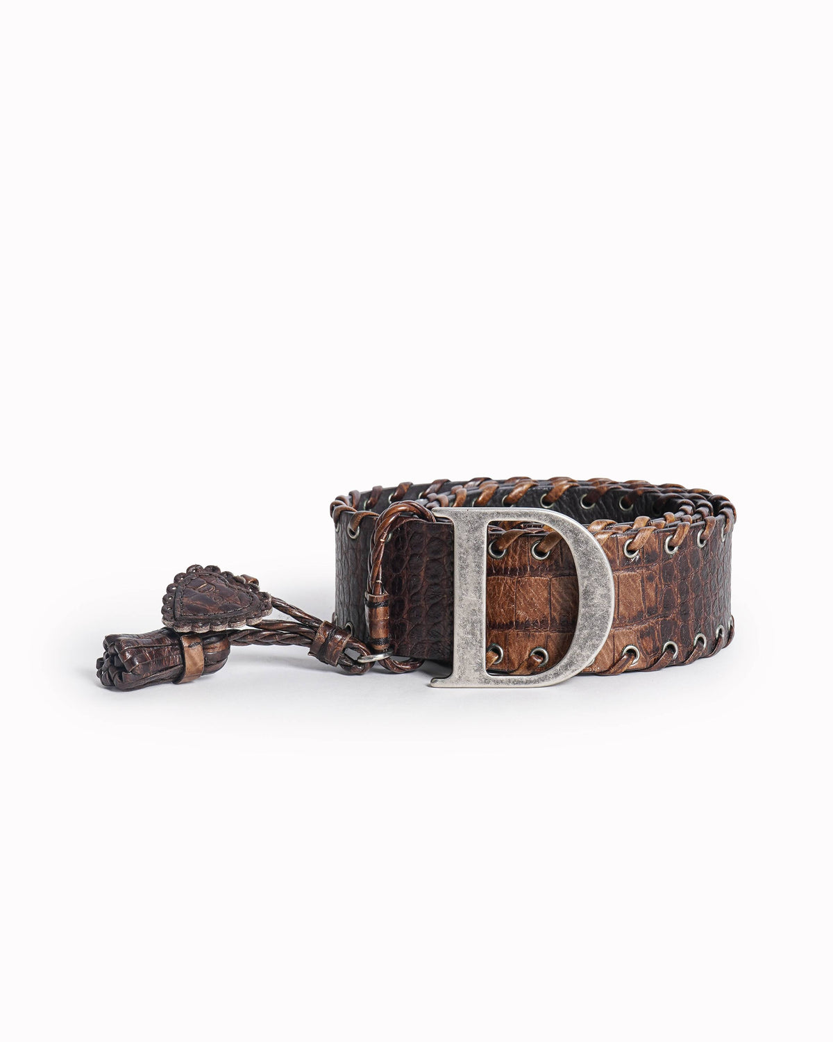 Vintage Dior Women's Oblique Monogram Belt With Tassels