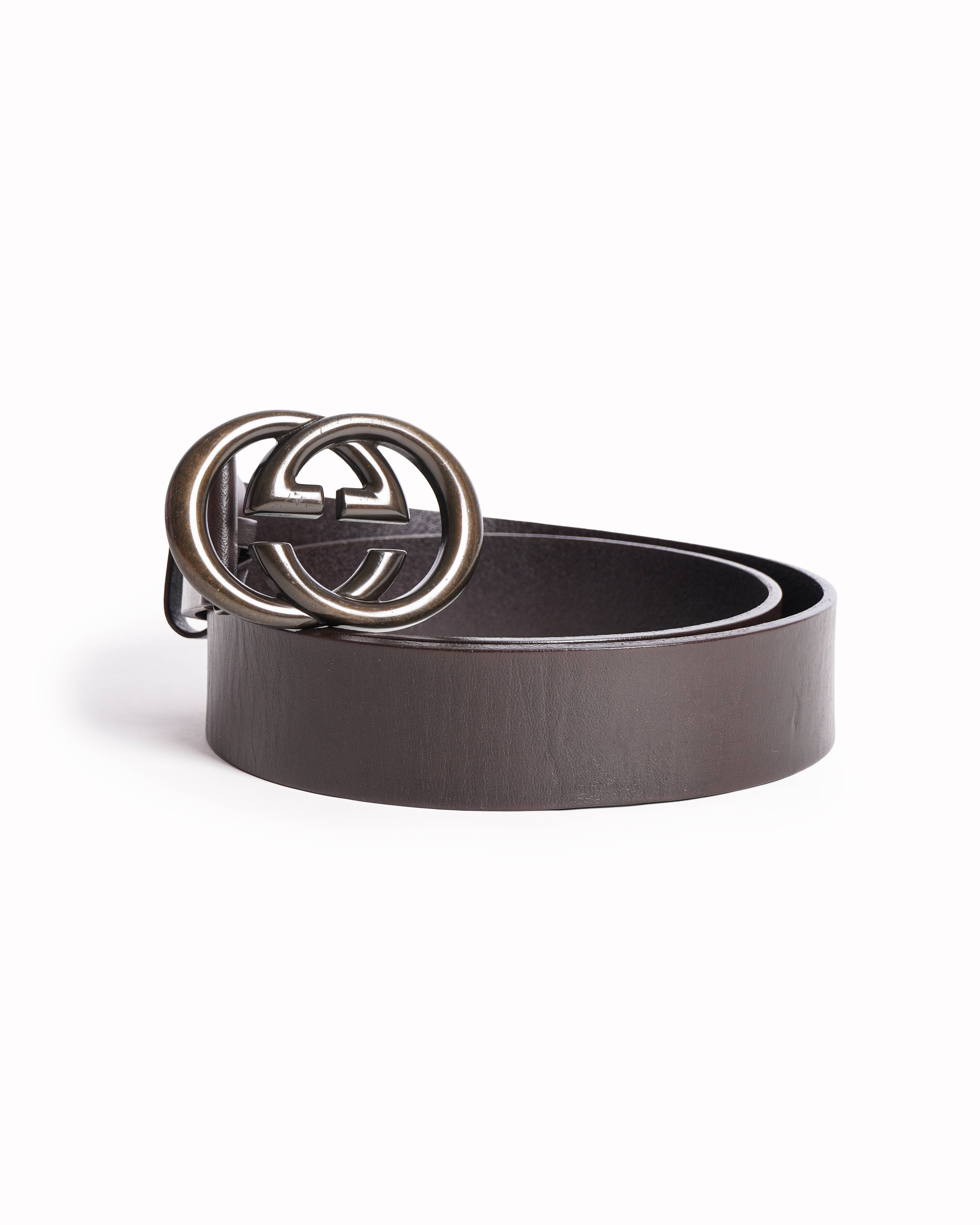 Gucci dark brown leather belt