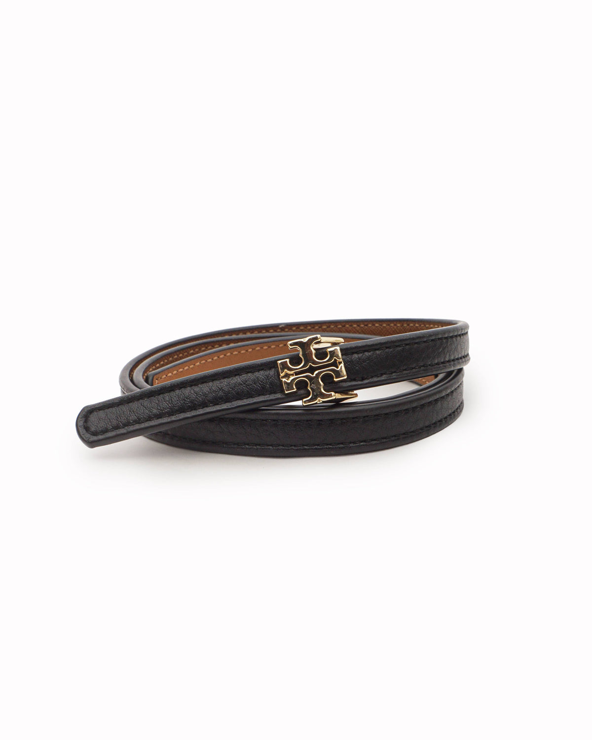 Tory Burch Reversible Slim Black & Tan Leather Belt