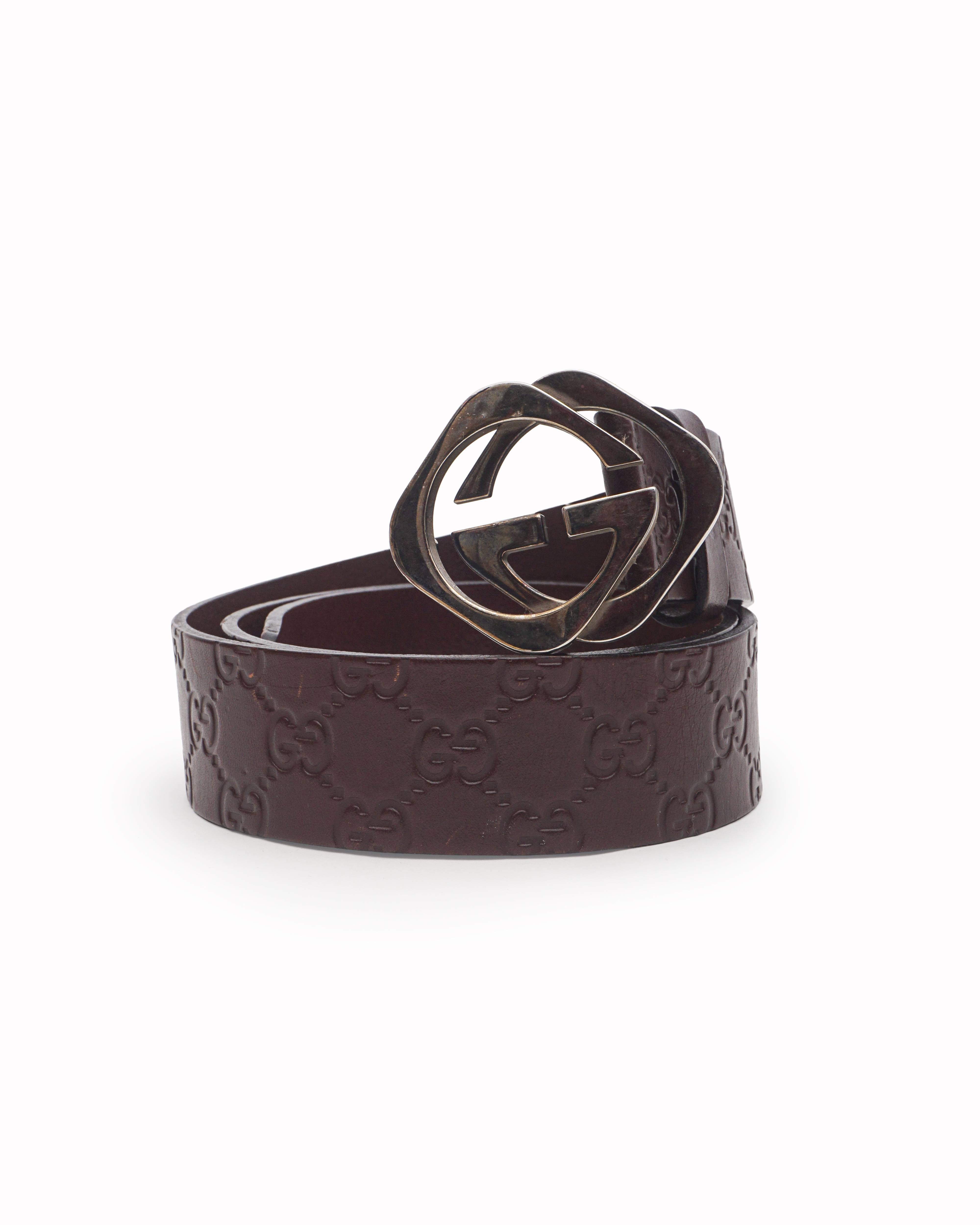Gucci GG Signature Leather Belt In Brown
