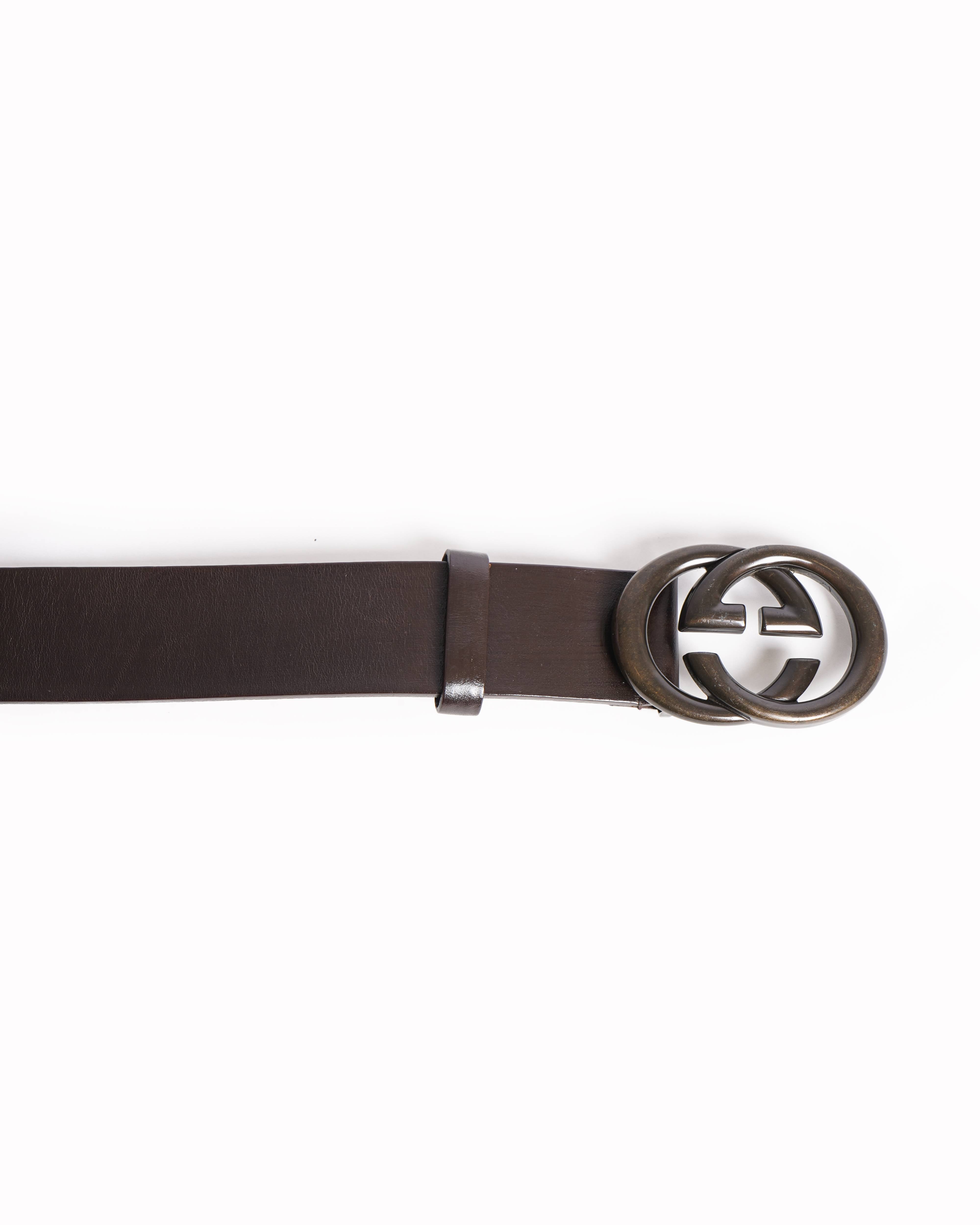 Gucci dark brown leather belt