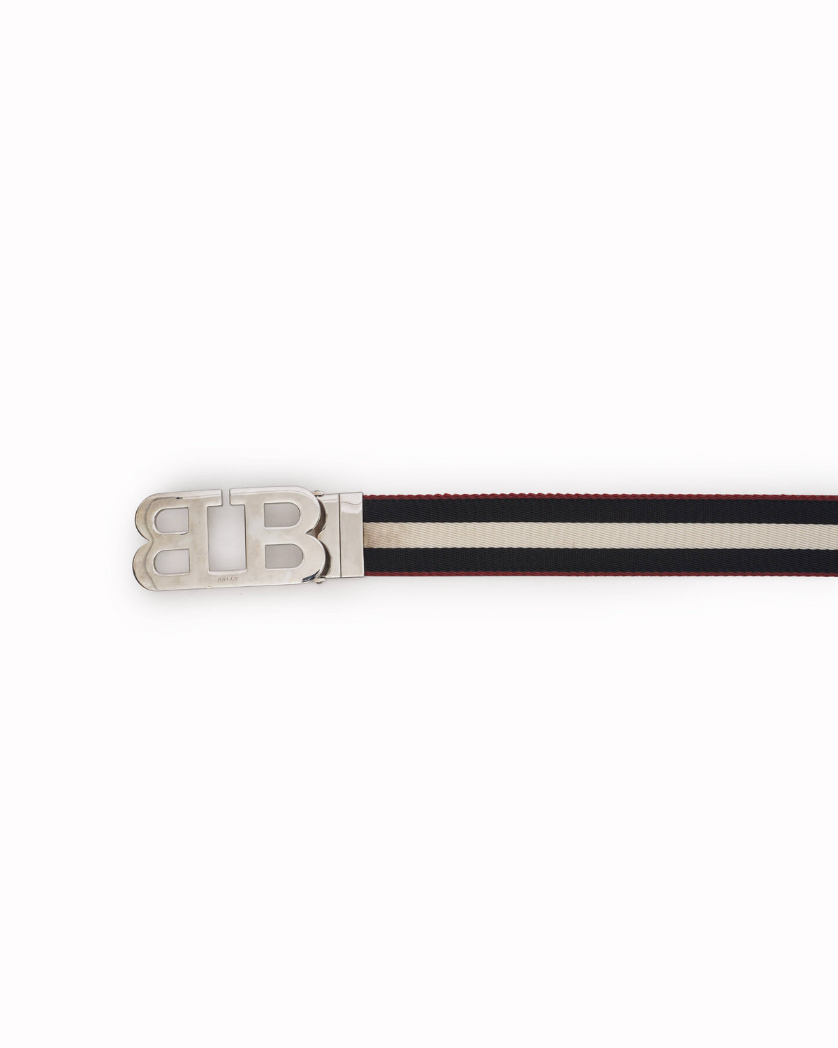 Bally Mirror B-Buckle Striped Canvas Reversible Belt