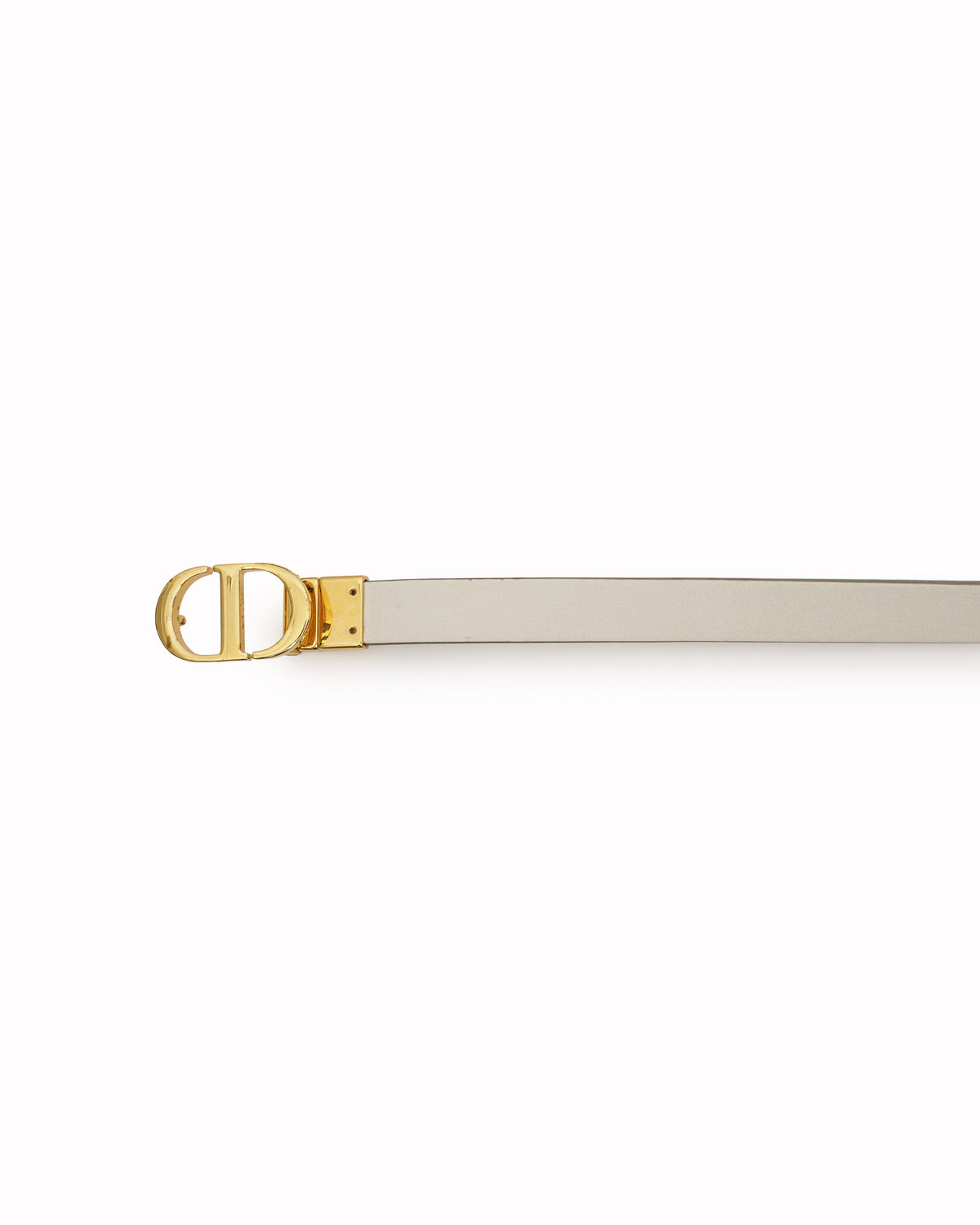 Christian Dior CD Buckle White/Silver Reversible Leather Belt