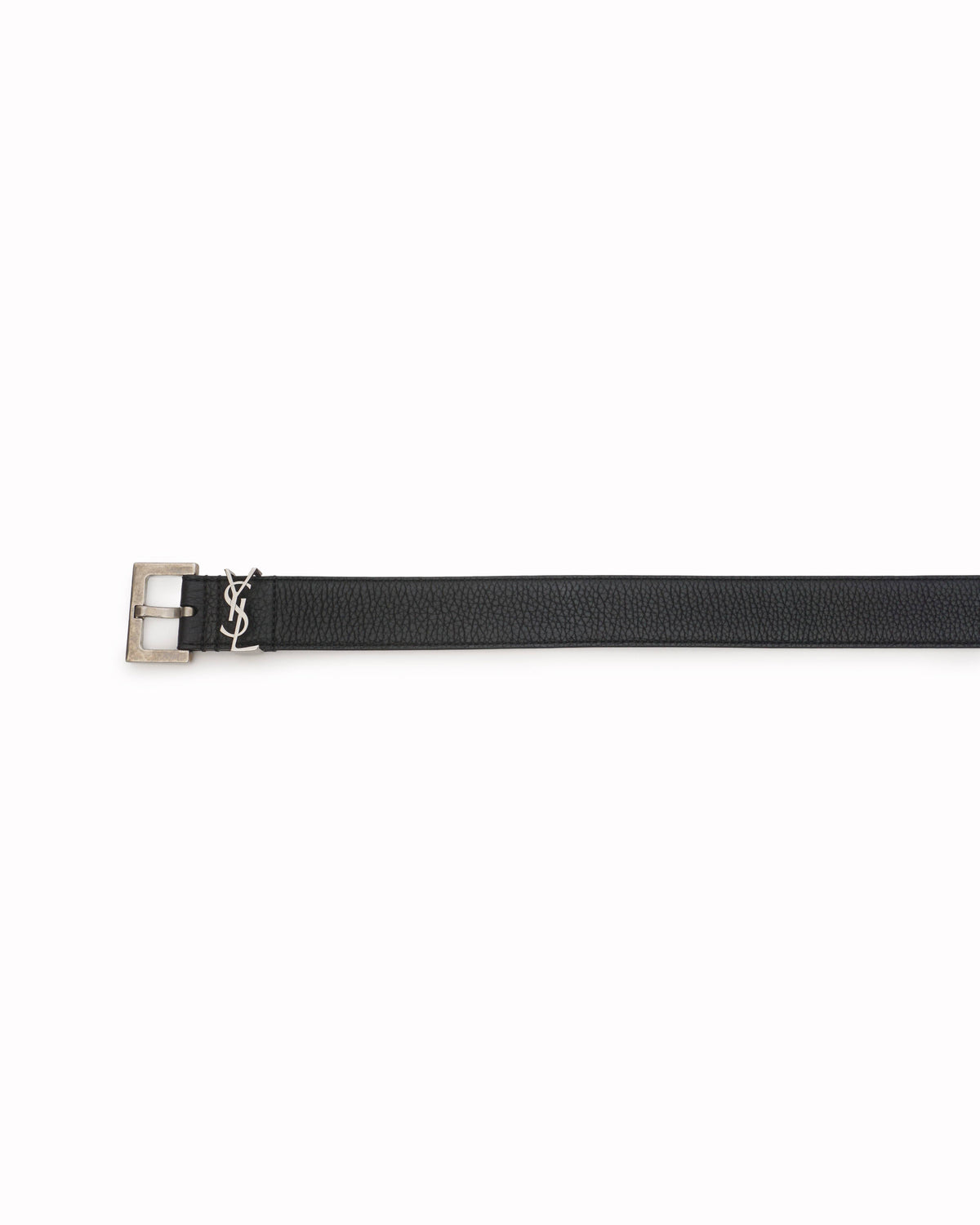 Saint Laurent Black Grain Leather YSL Belt