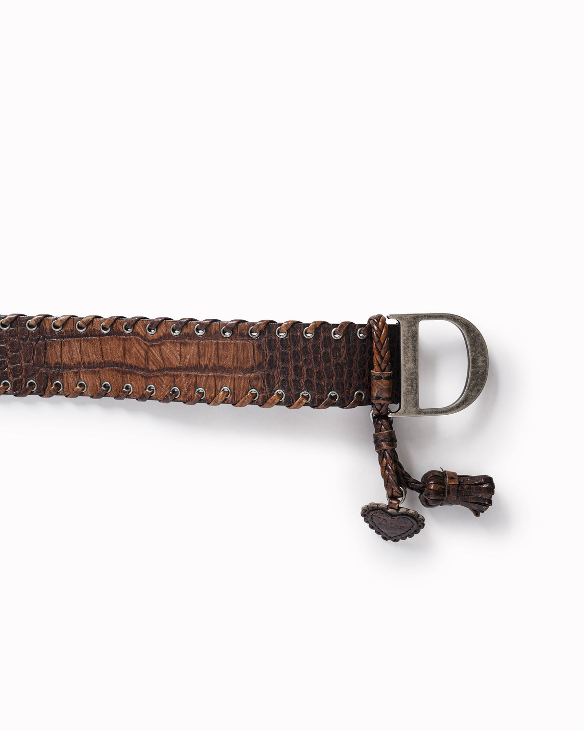 Vintage Dior Women's Oblique Monogram Belt With Tassels