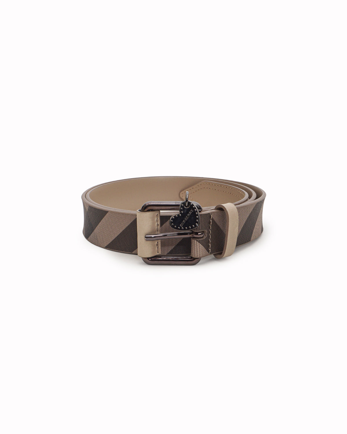 Burberry Grey Check Coated Canvas Pin Buckle Belt