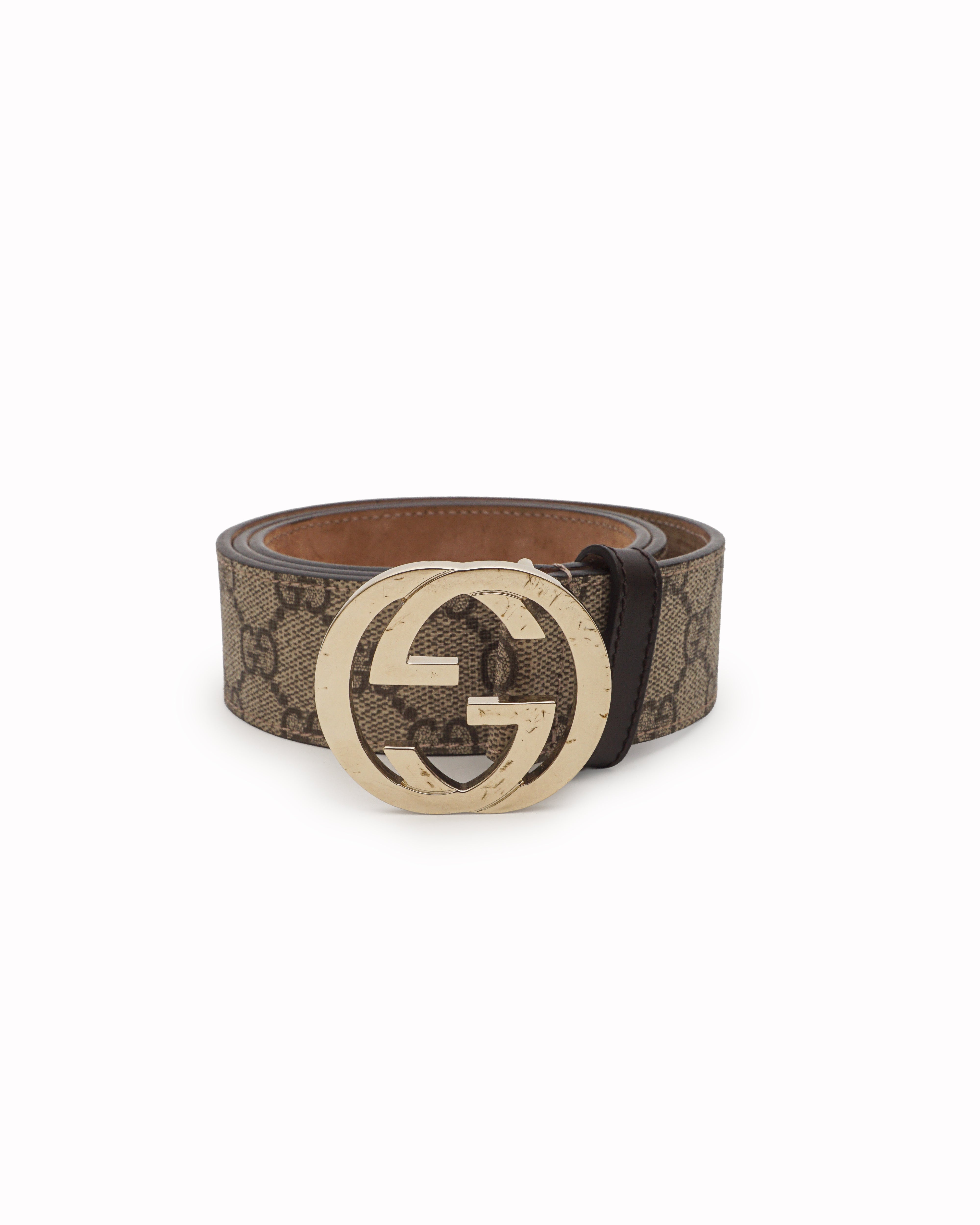 Gucci GG Supreme Canvas Interlocking GG Buckle Belt