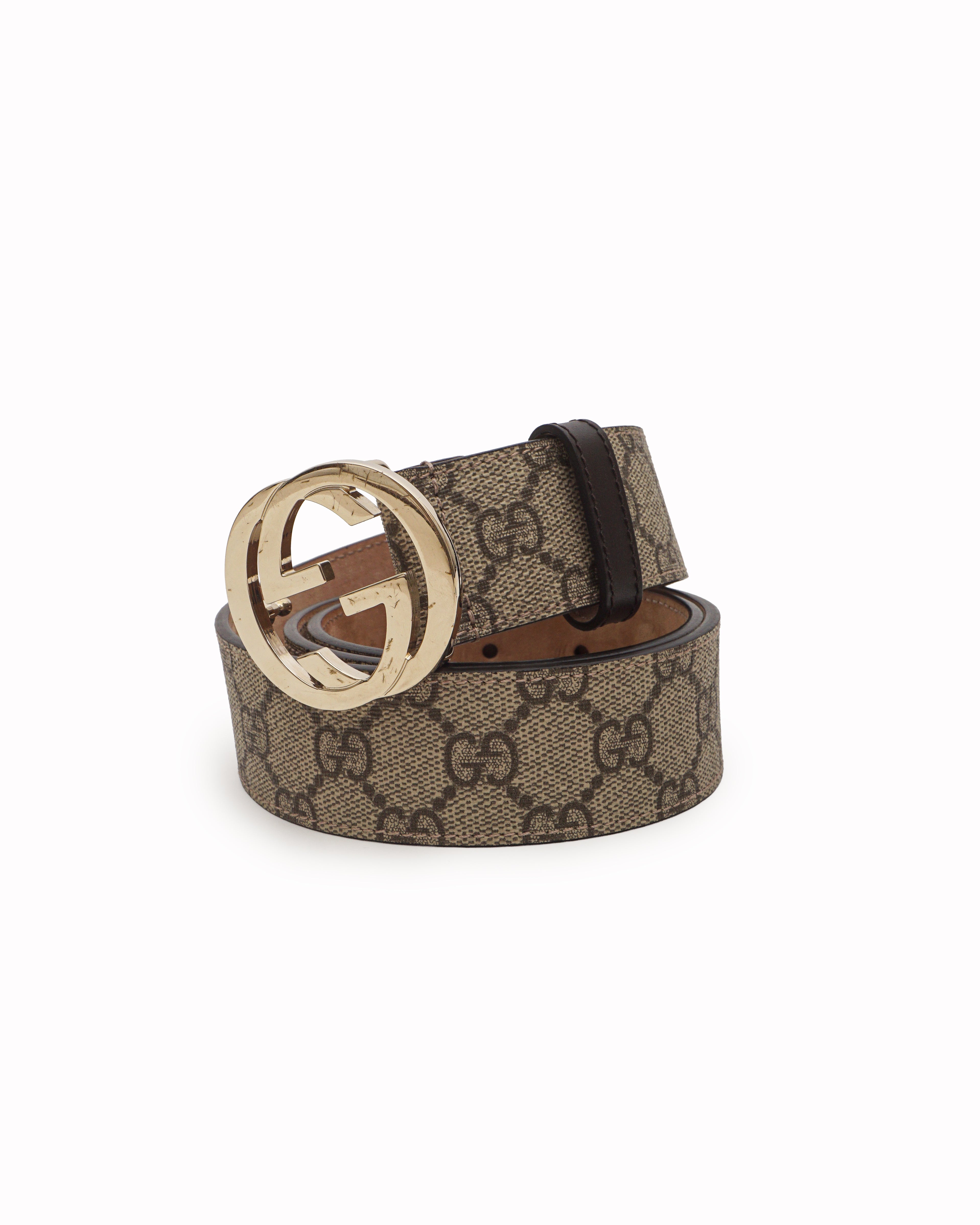 Gucci GG Supreme Canvas Interlocking GG Buckle Belt