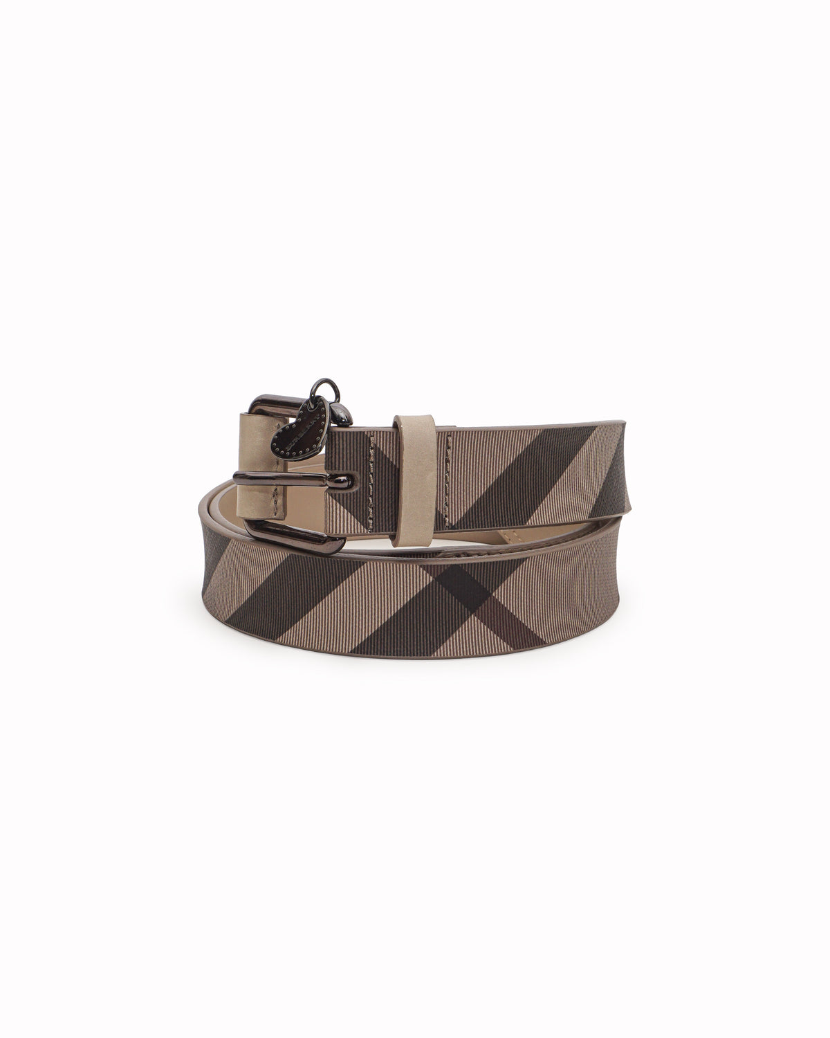 Burberry Grey Check Coated Canvas Pin Buckle Belt