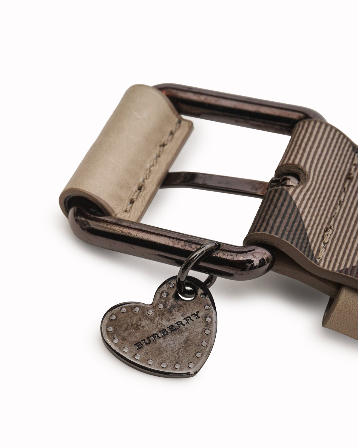 Burberry Grey Check Coated Canvas Pin Buckle Belt