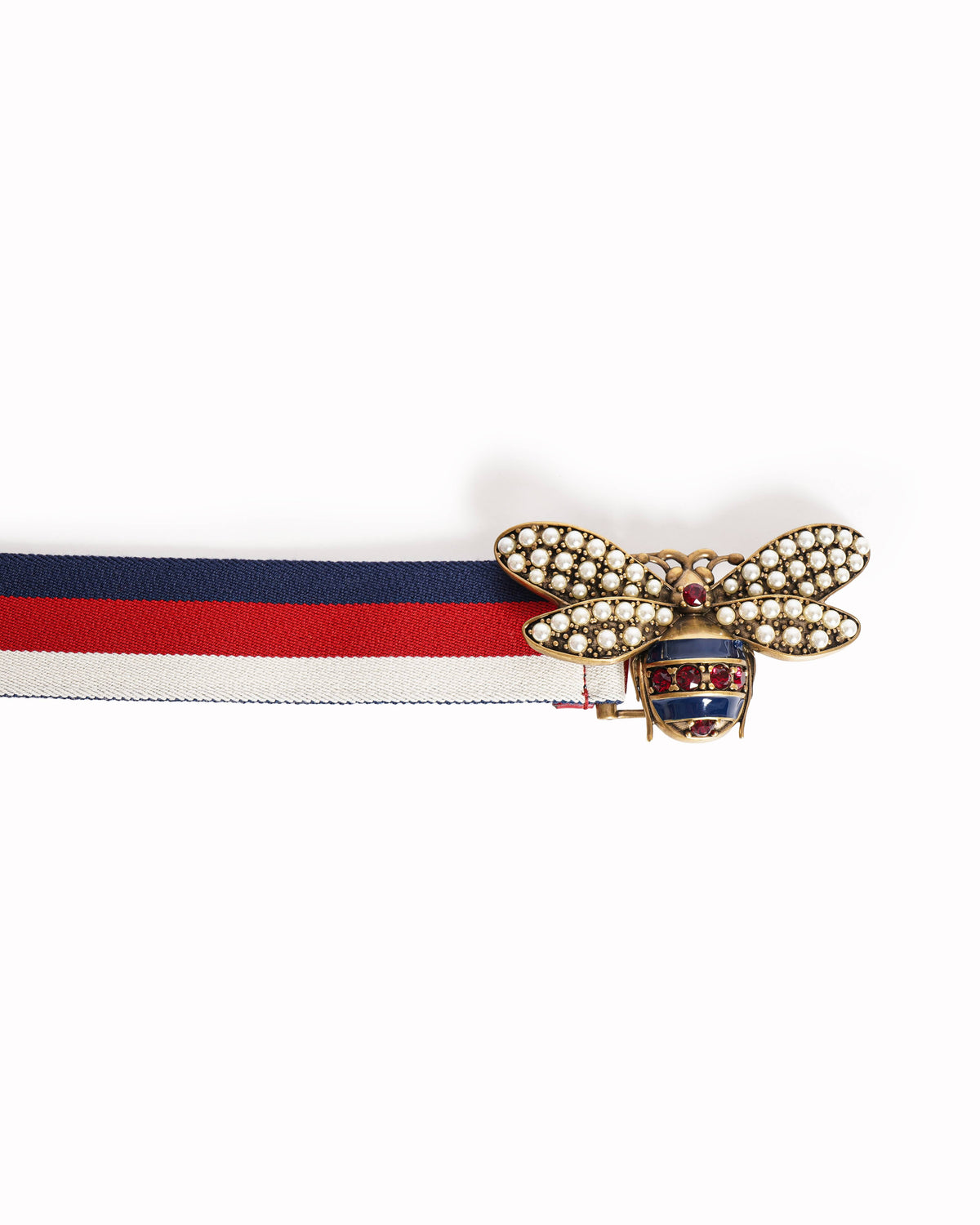 Gucci 
Tricolor Web Canvas Queen Margaret Bee Belt