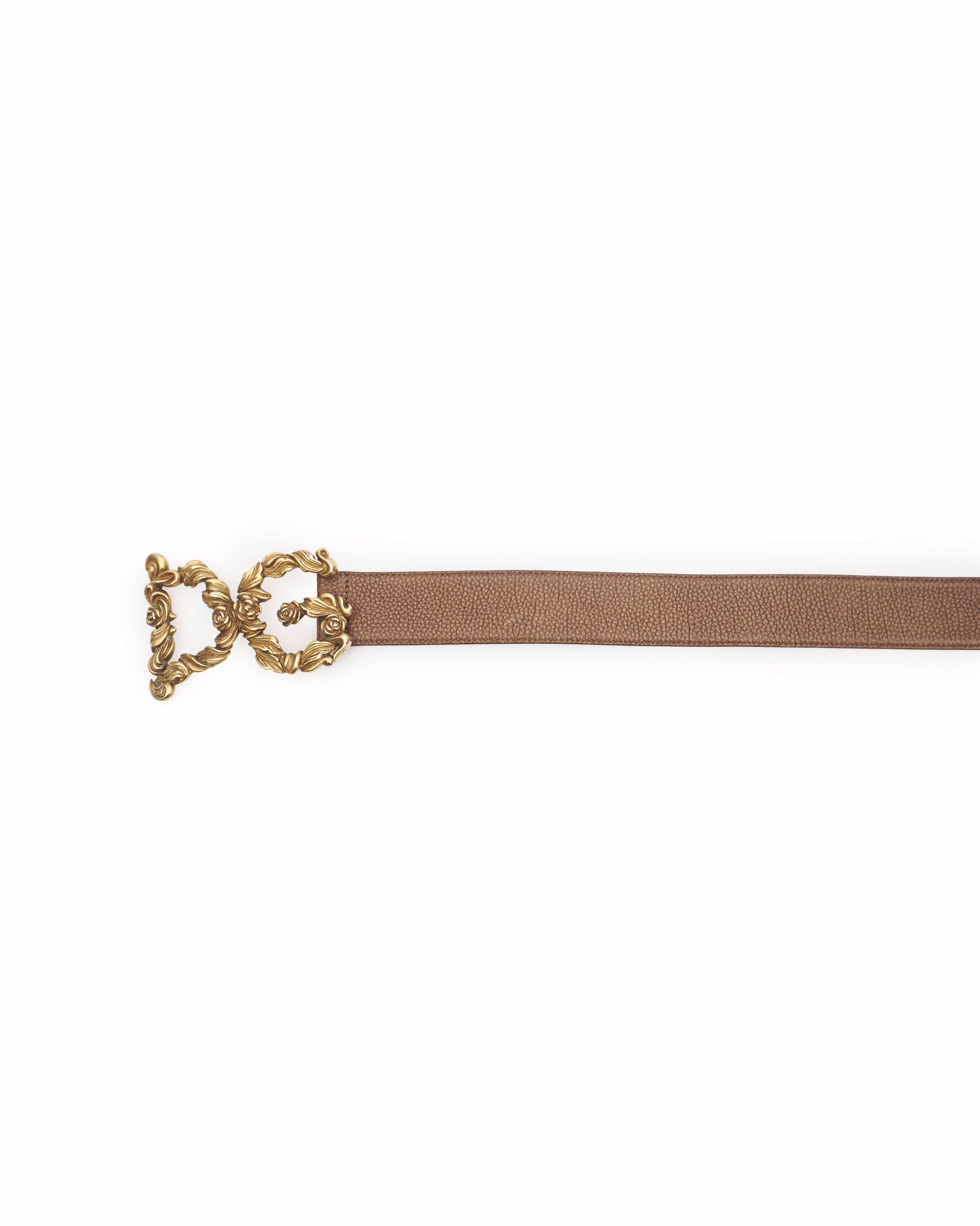 Dolce & Gabbana Baroque DG Logo Leather Belt