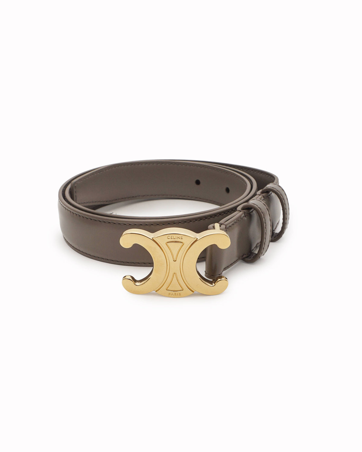 Celine Triomphe Taupe Taurillon Leather Belt