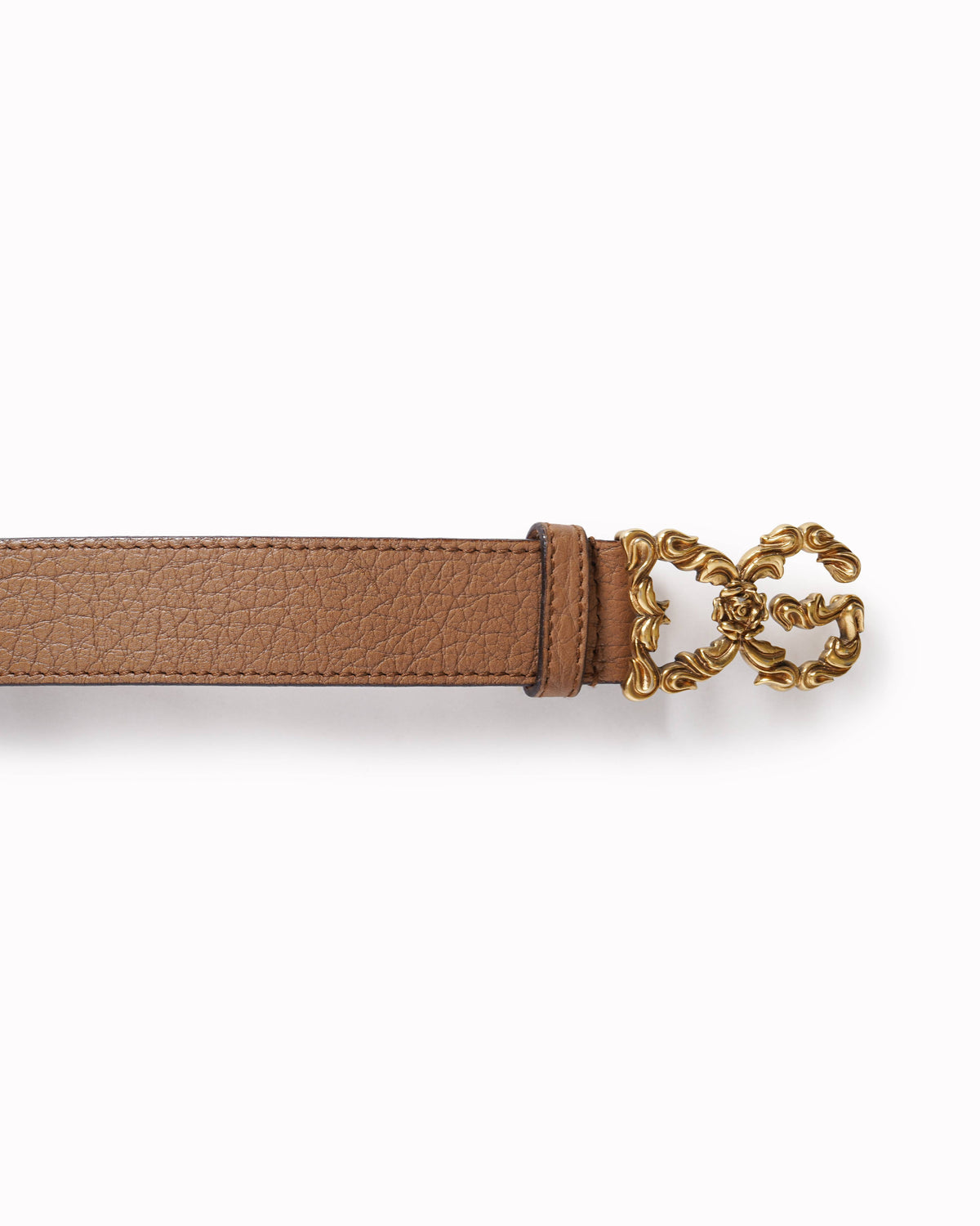 Dolce & Gabbana Women's Brown Leather Baroque Logo Buckle Belt