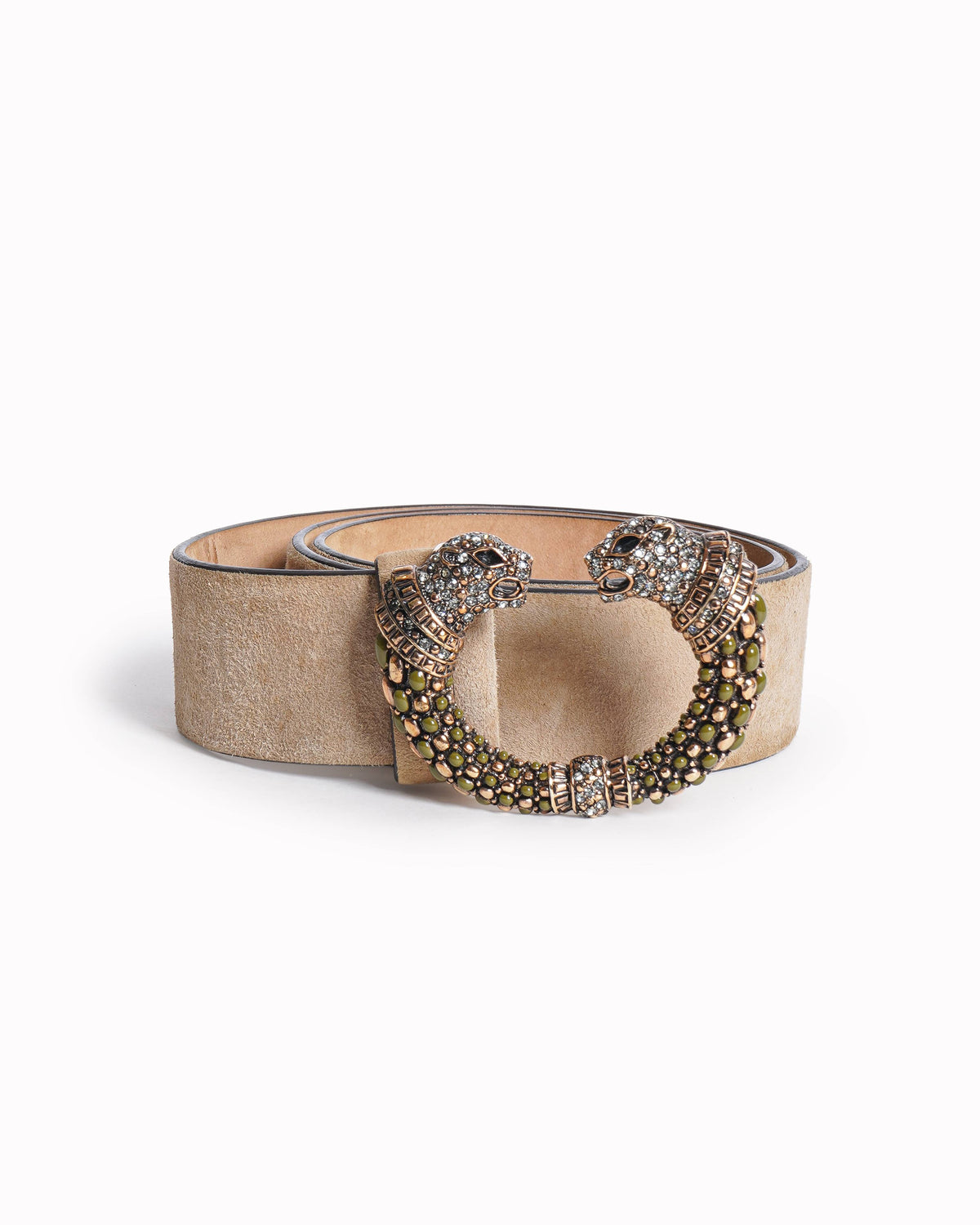 Roberto Cavalli Women's Suede Belt With Embellished Panther Buckle