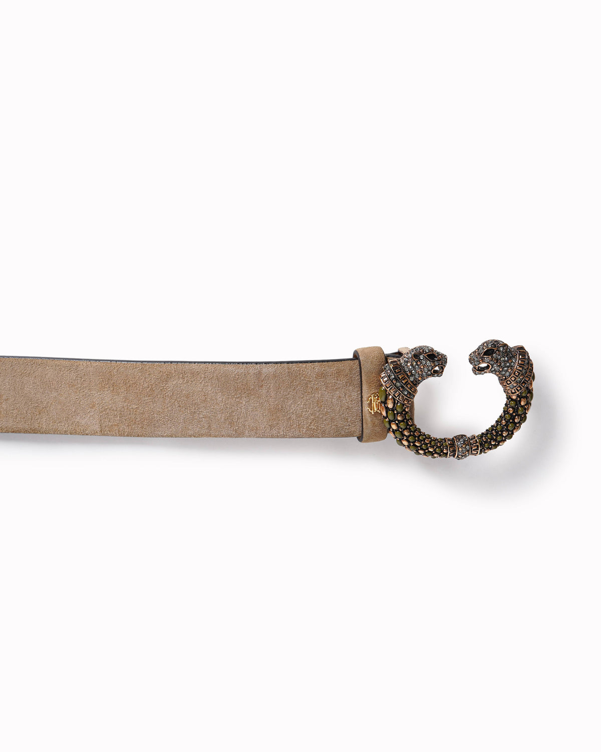 Roberto Cavalli Women's Suede Belt With Embellished Panther Buckle