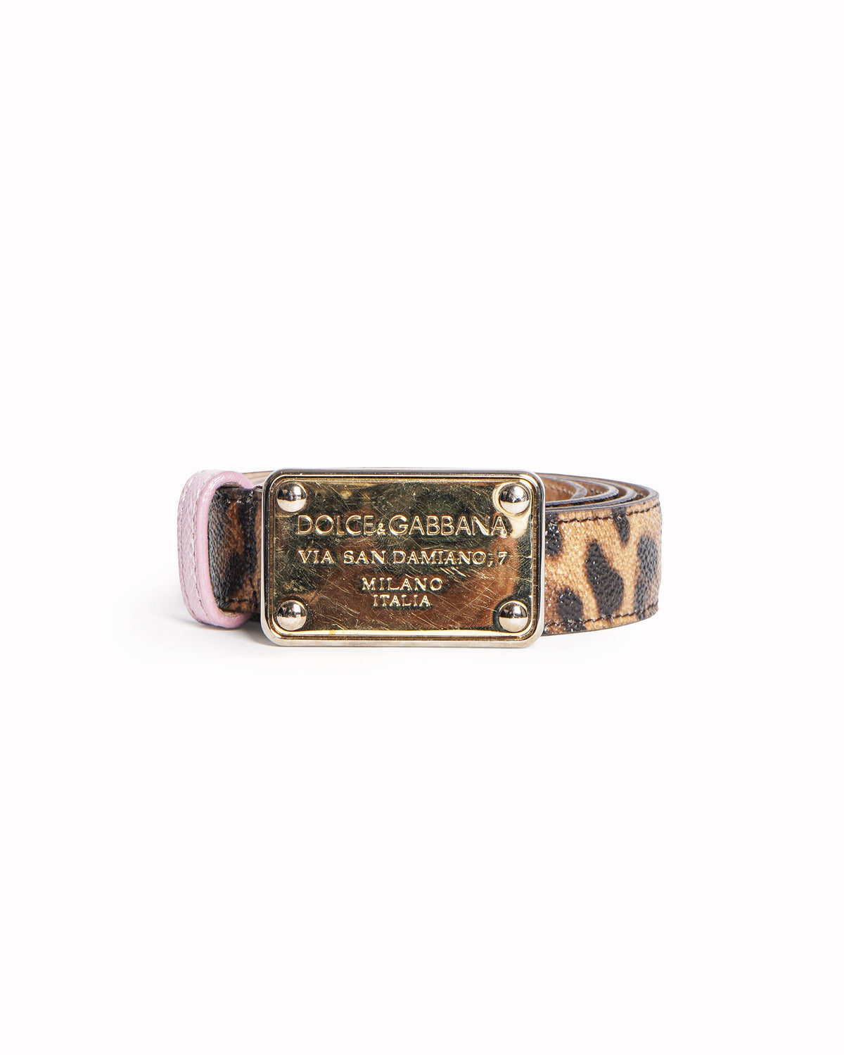 Dolce & Gabbana Leopard Print Logo Plaque Belt