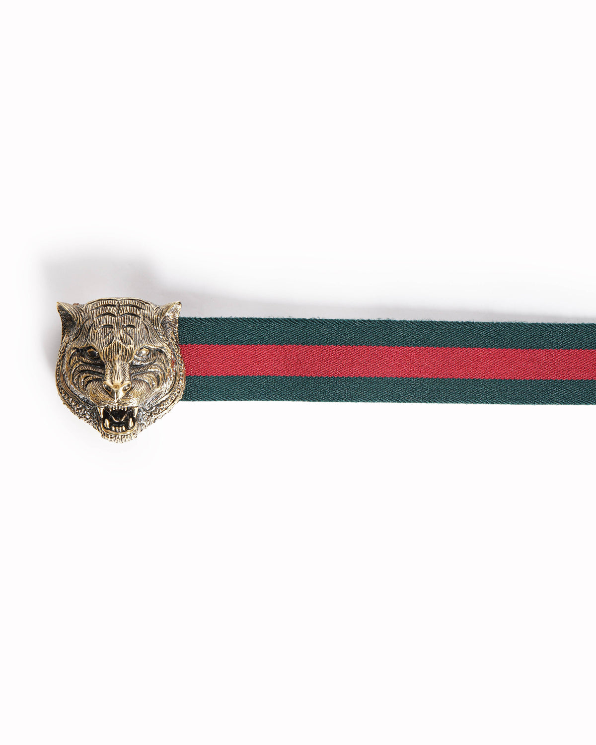 Gucci Green/Red Web Tiger Head Buckle Waist Belt