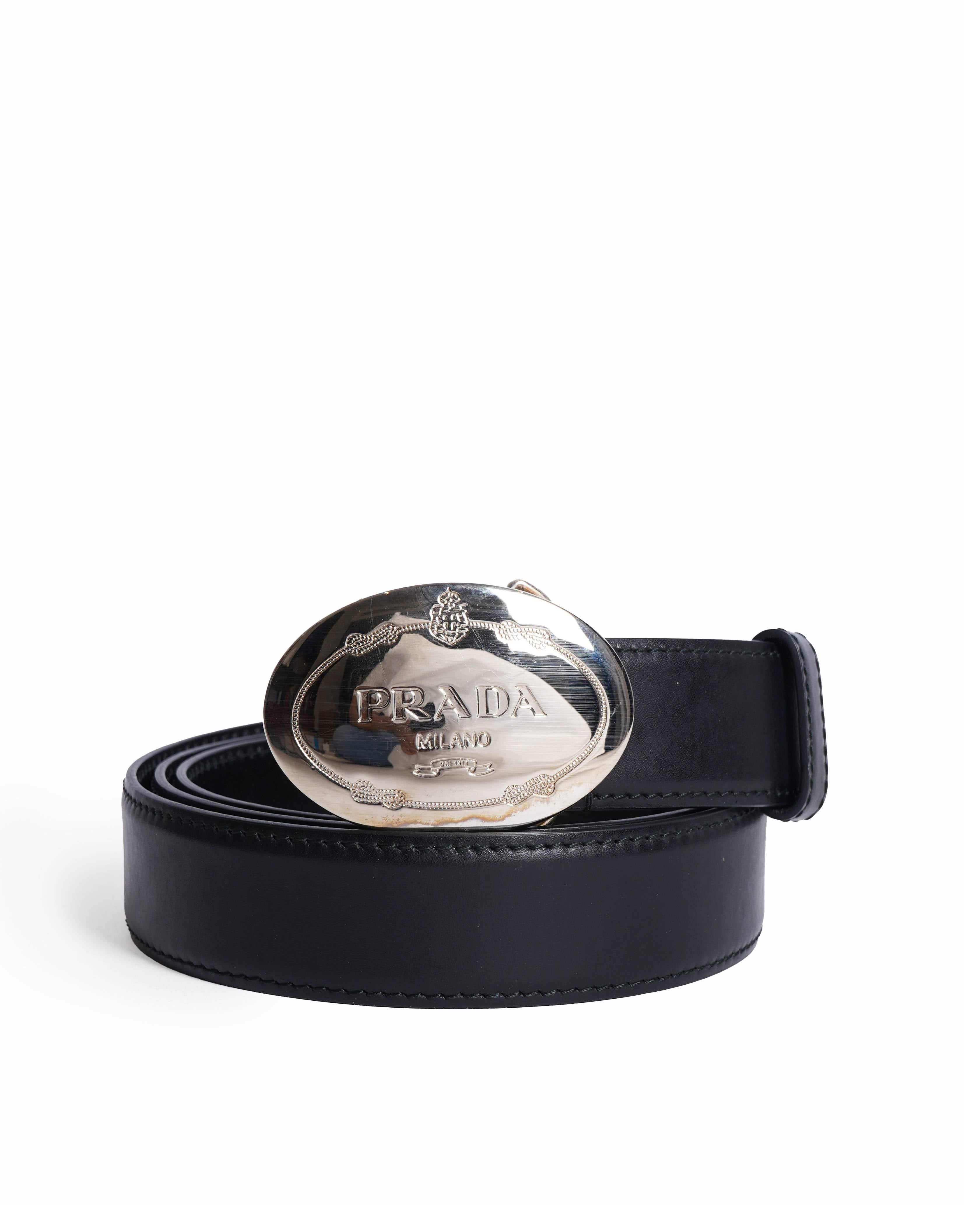 Prada black leather belt
