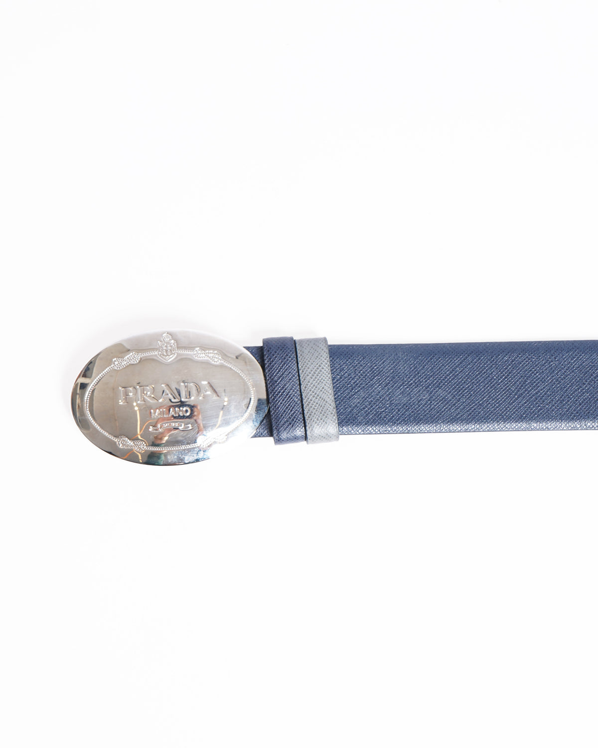 Prada Men's Buckle Belt In Navy Blue