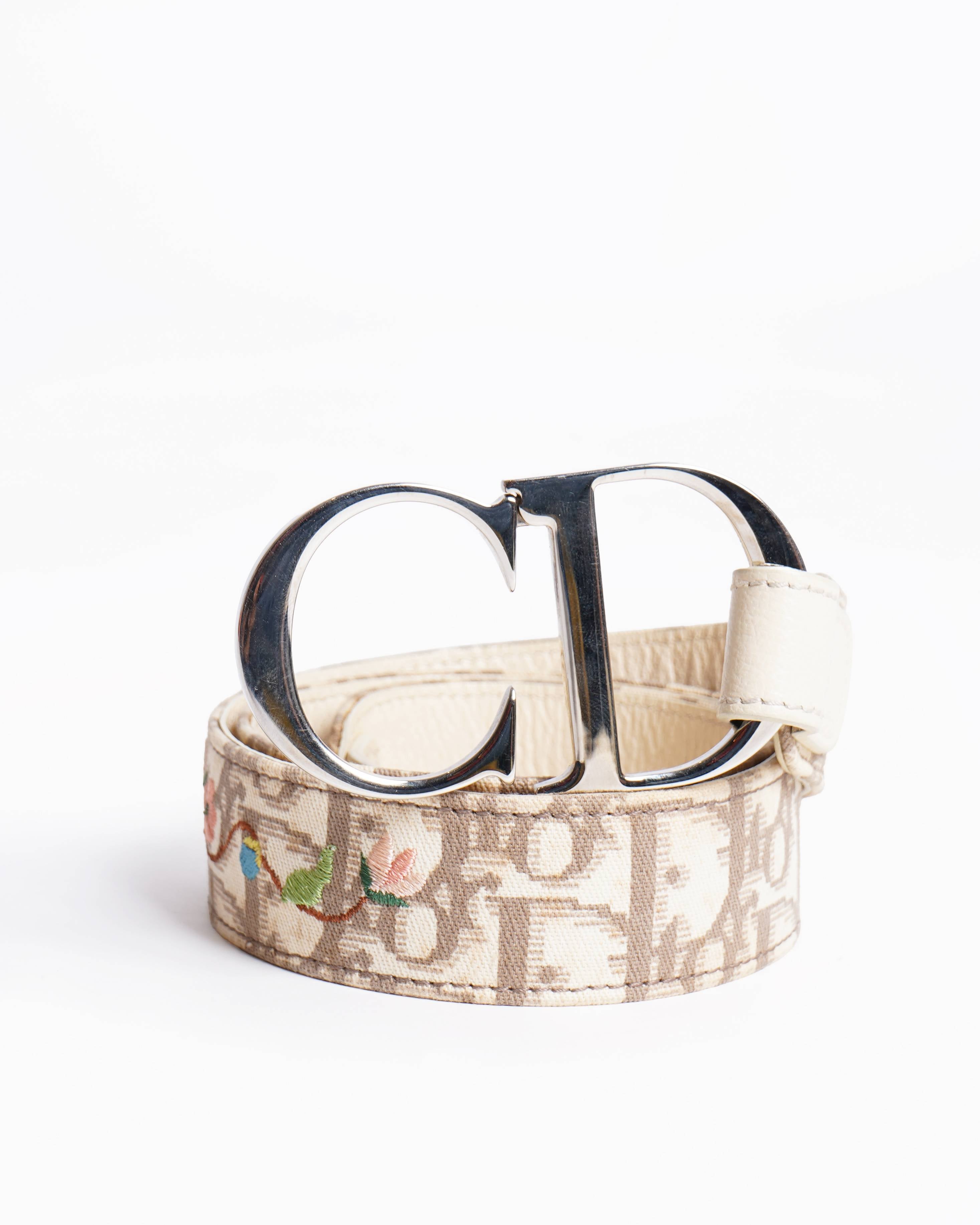 Christian Dior Diorissimo floral embroided belt