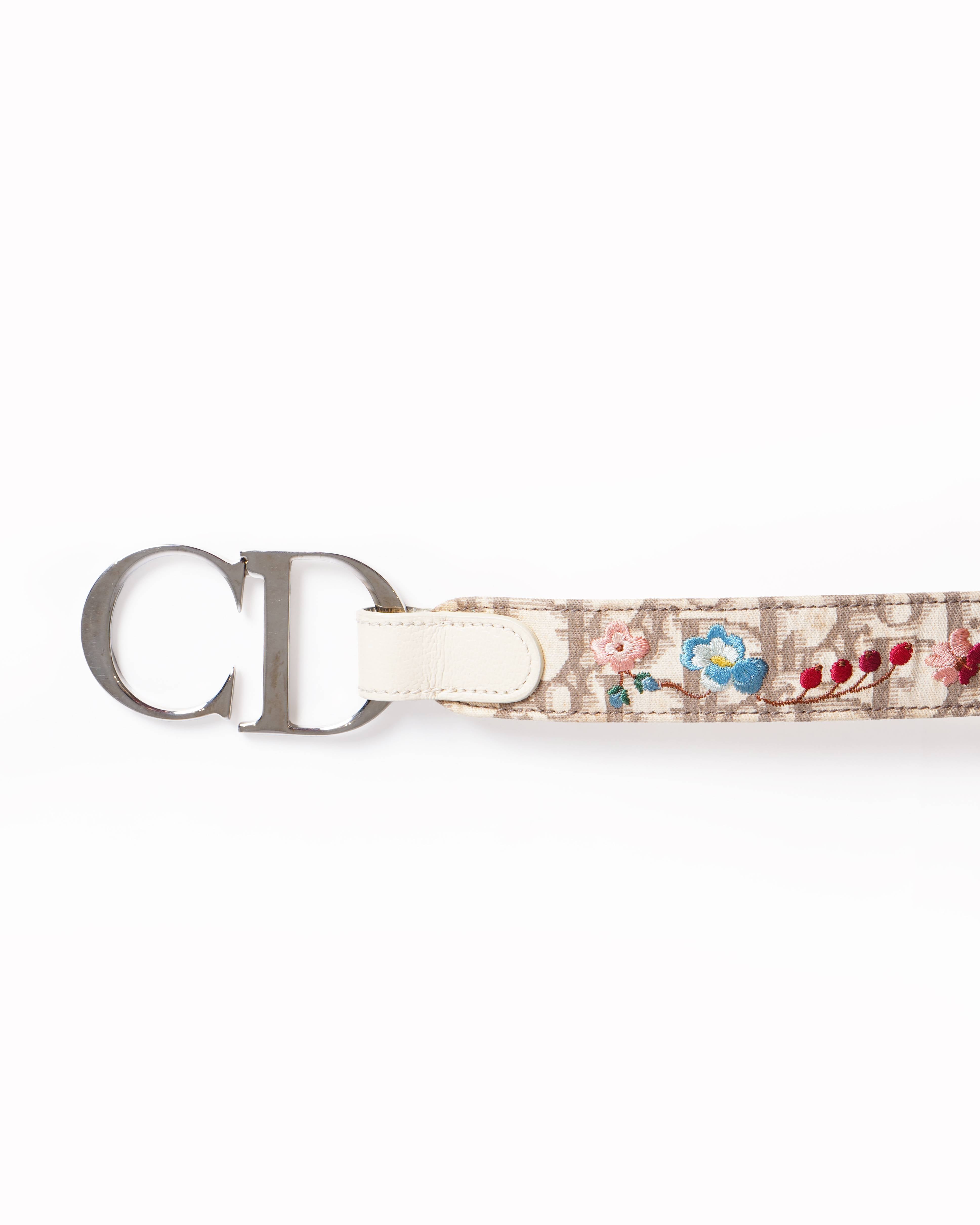 Christian Dior Diorissimo floral embroided belt