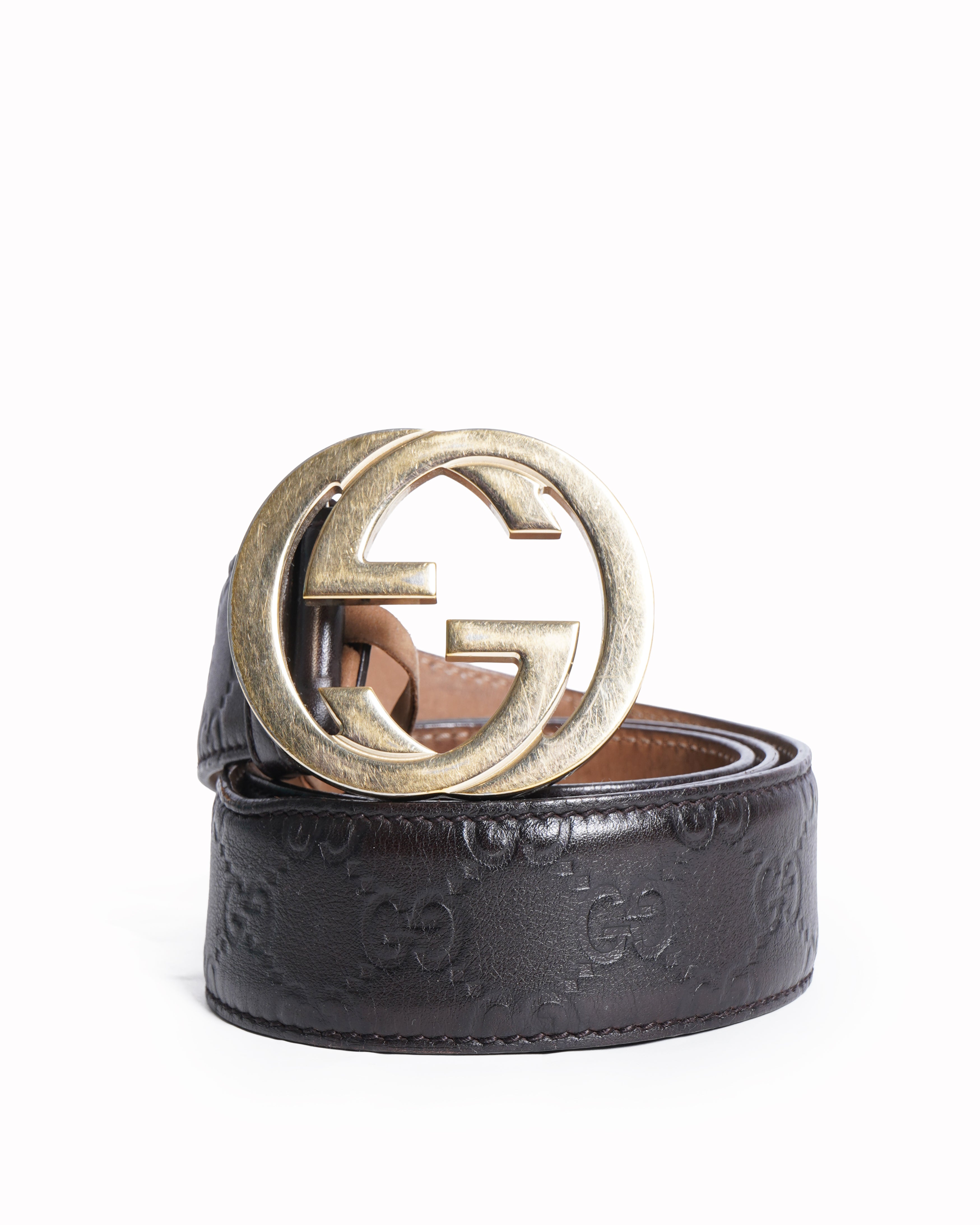 Gucci GG Monogram Embossed Women's Belt In Brown