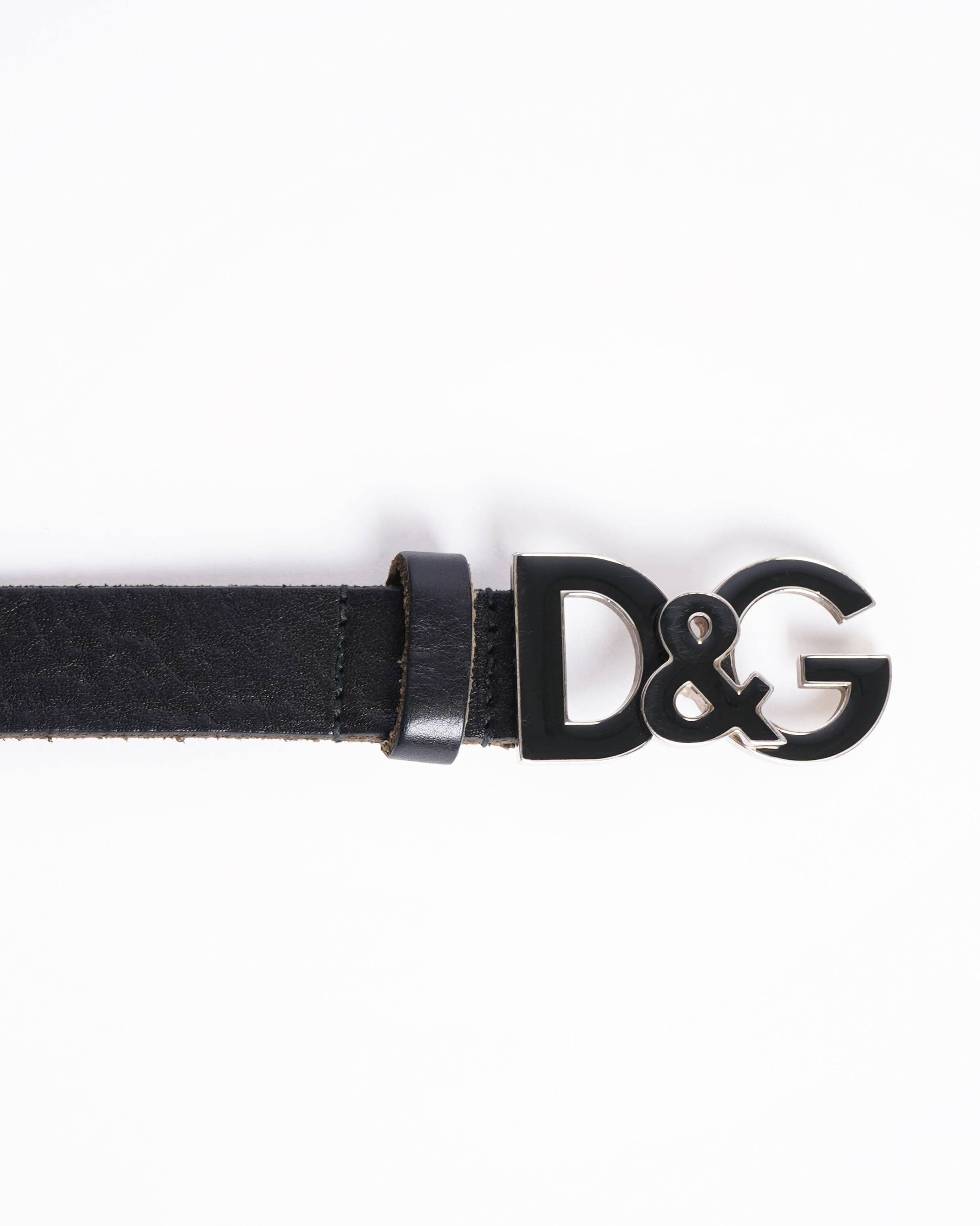 Dolce Gabbana Black Belt Burnished D&G Buckle
