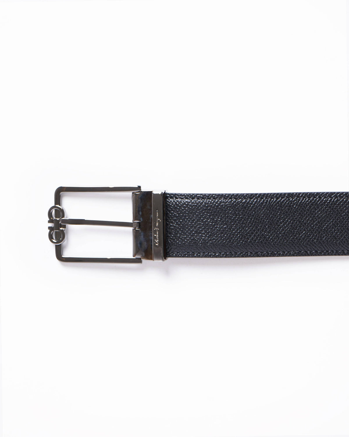 Salvatore Ferragamo Black Leather Buckle Cut to Size Belt