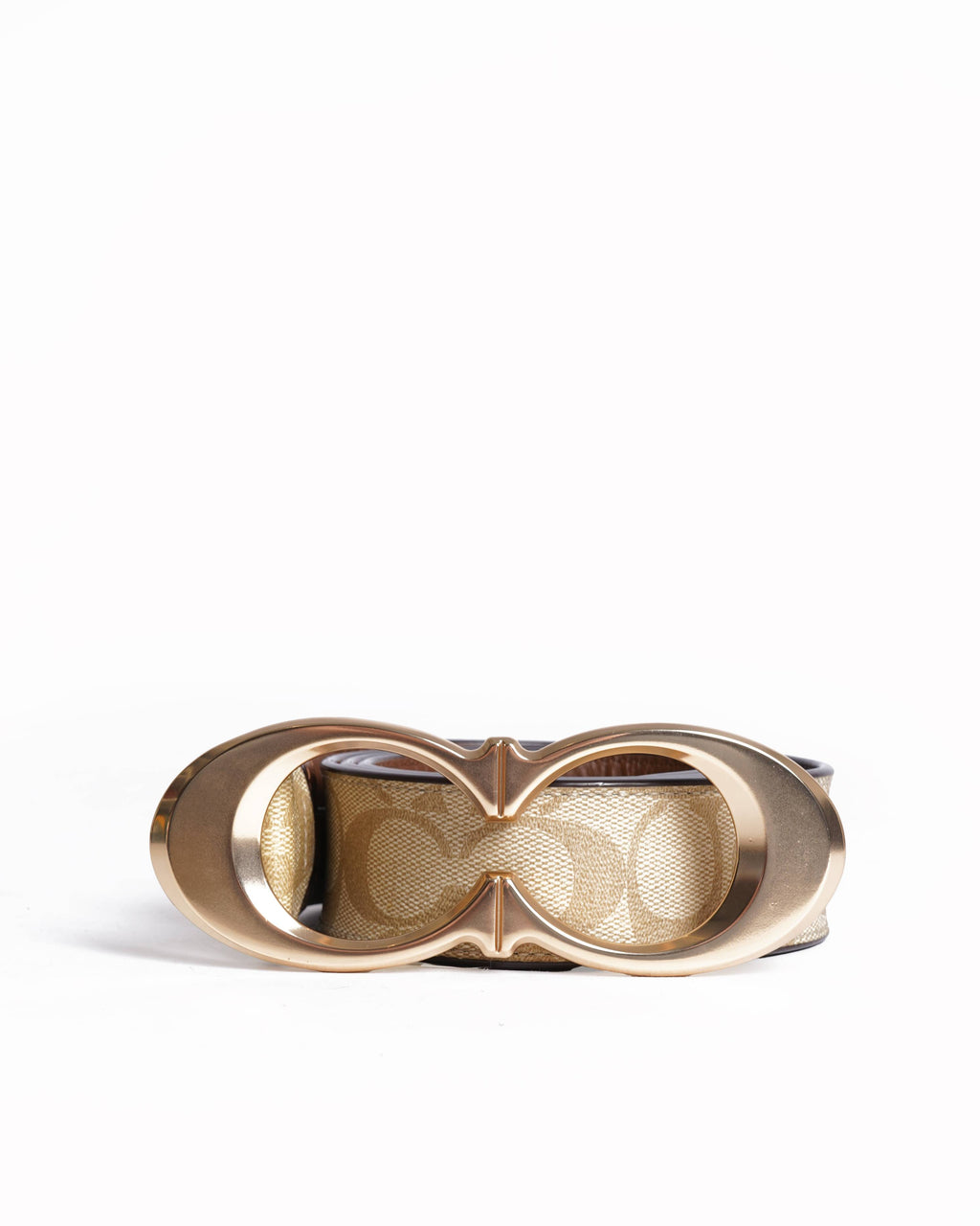 Coach Signature Canvas Belt with Gold Double-C Buckle - Tan/Gold New Authentic Coach Signature Buckle Belt 25mm Gold Tone,2  main image 4